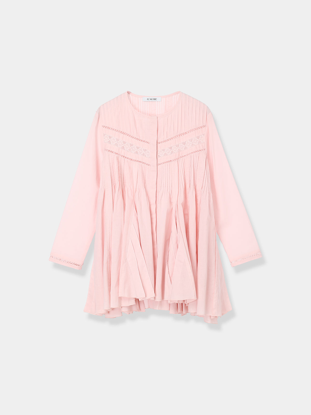 Lace Pintuck Flare Blouse