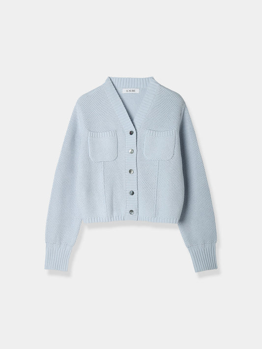 Basket Knit Cardigan / Powder Blue