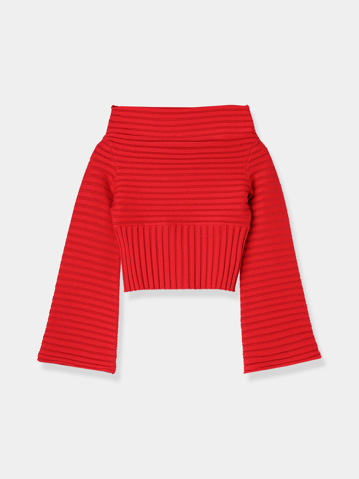 Off shoulder Panel knit tops – L
