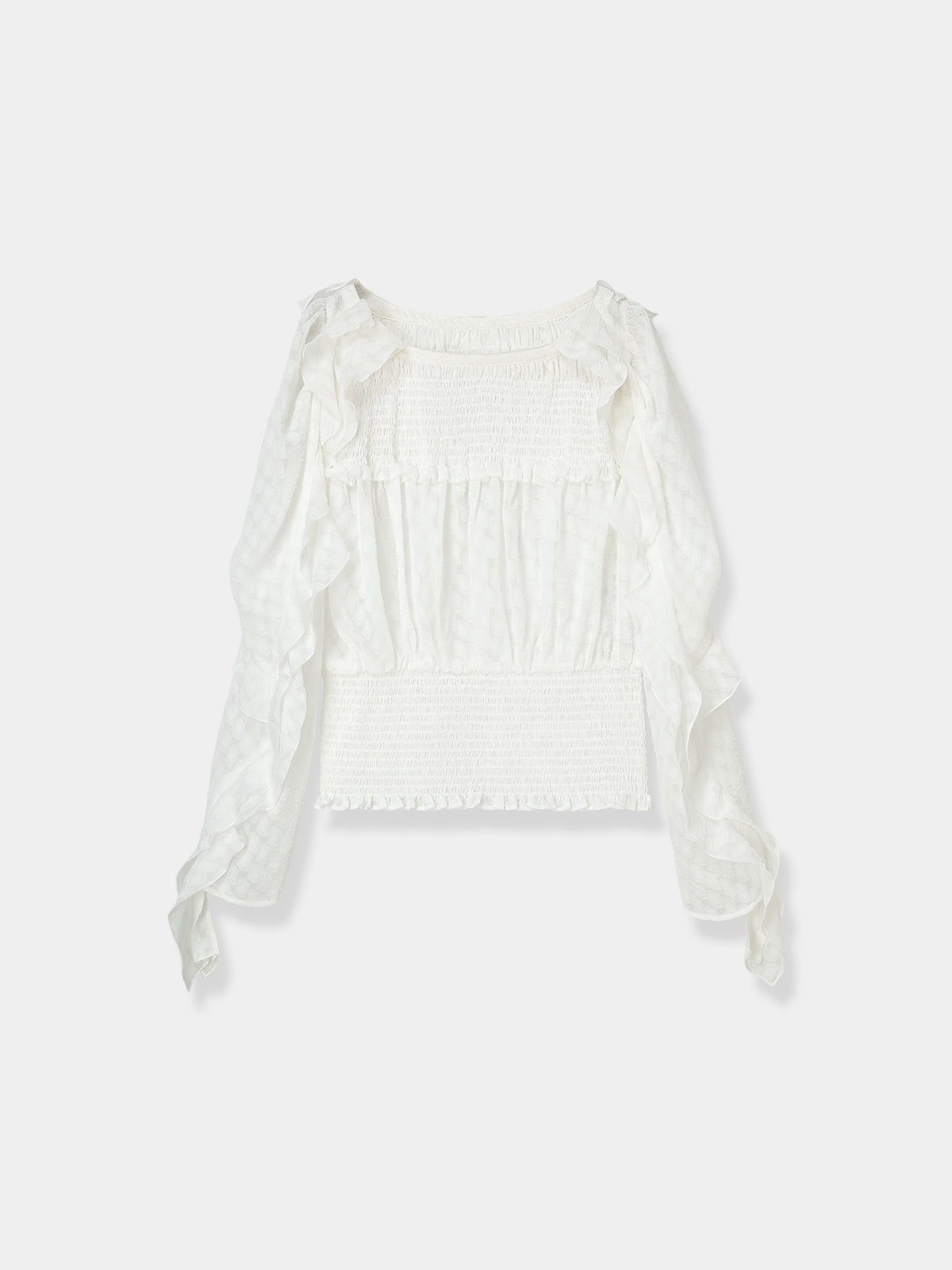 Sheer Jacquard Frill Blouse