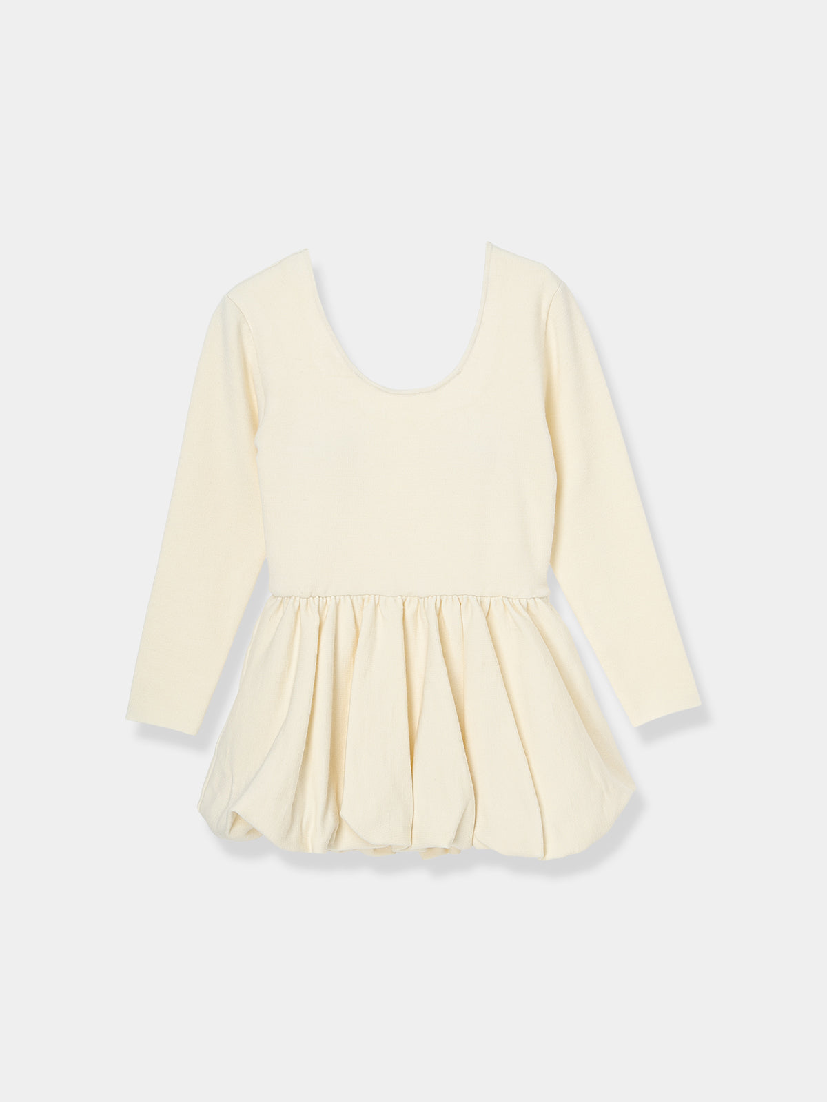 Balloon peplum Knit tops［Machine Washable］