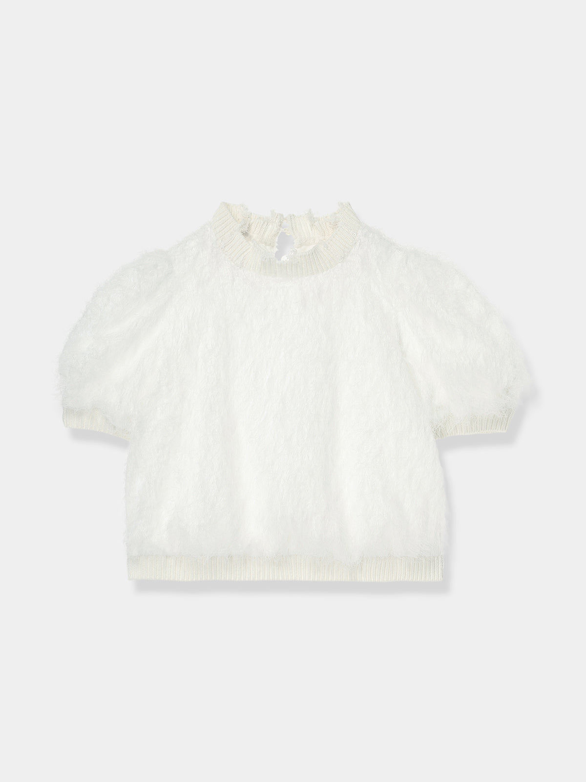 Feather Fringe Puff Top