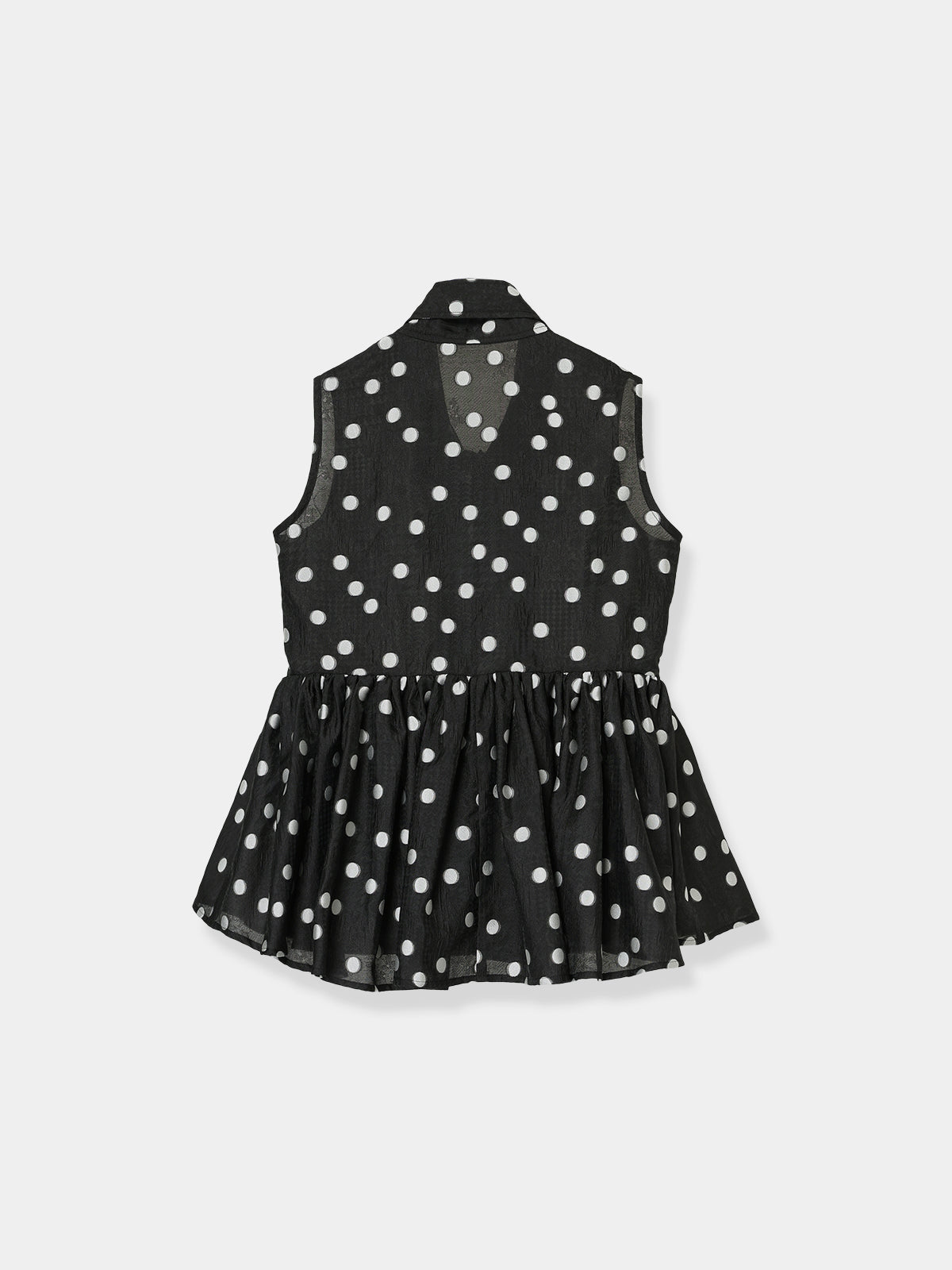 Sheer Polka Dot Ribbon Blouse