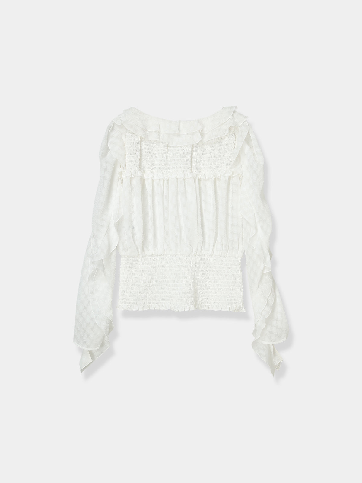 Sheer Jacquard Frill Blouse