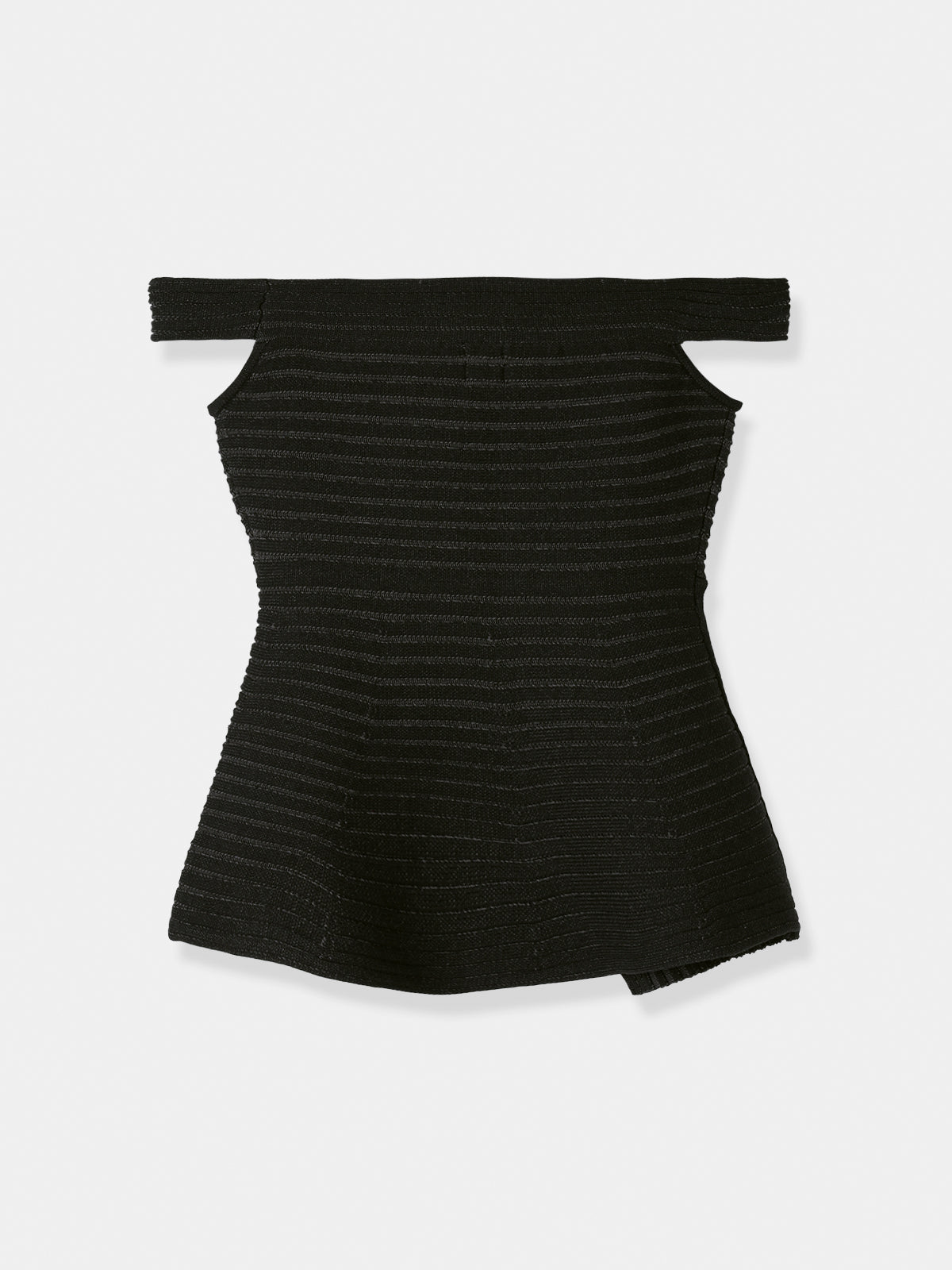 Off-shoulder Panel Rib Knit Tops