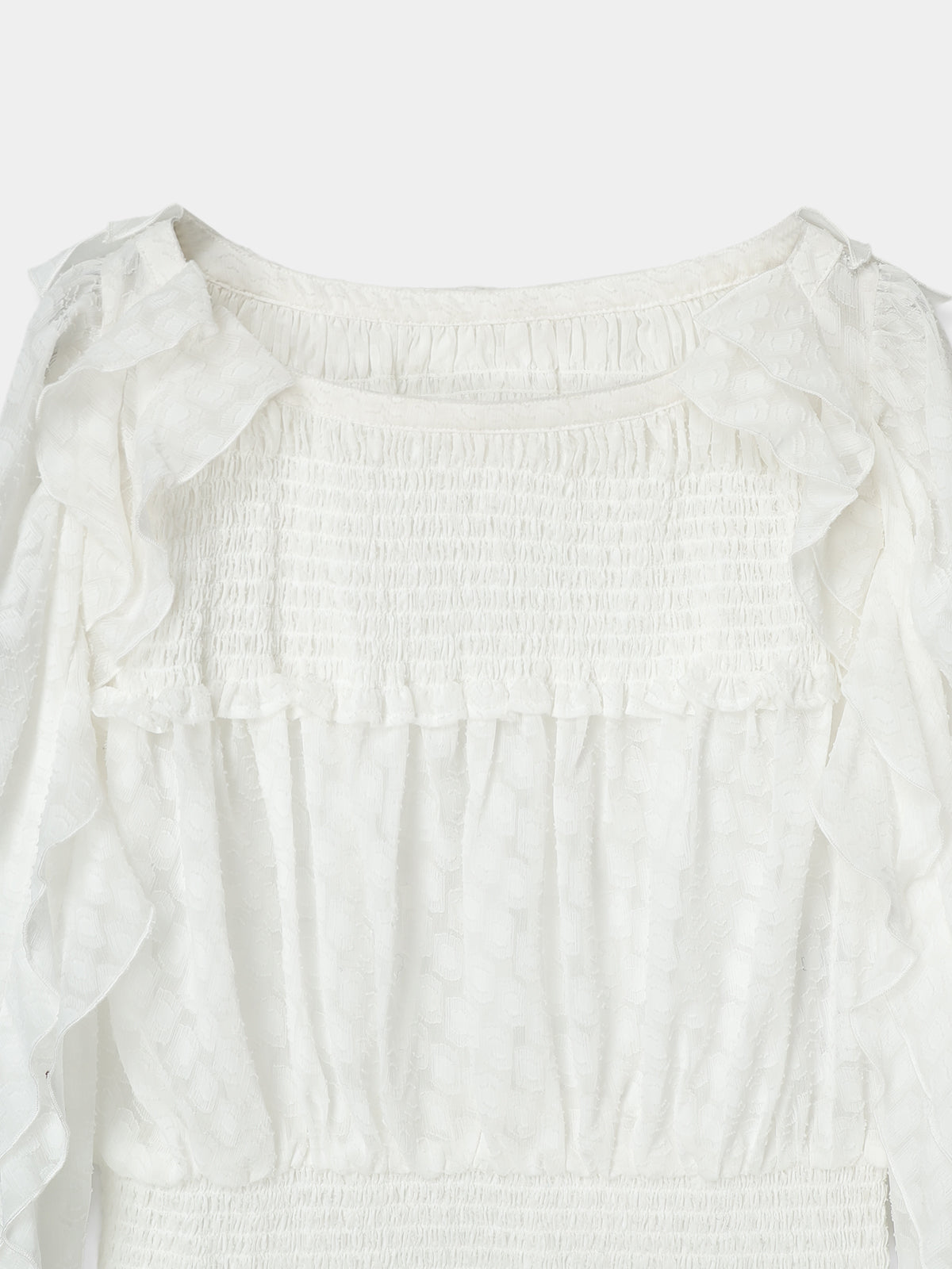 Sheer Jacquard Frill Blouse