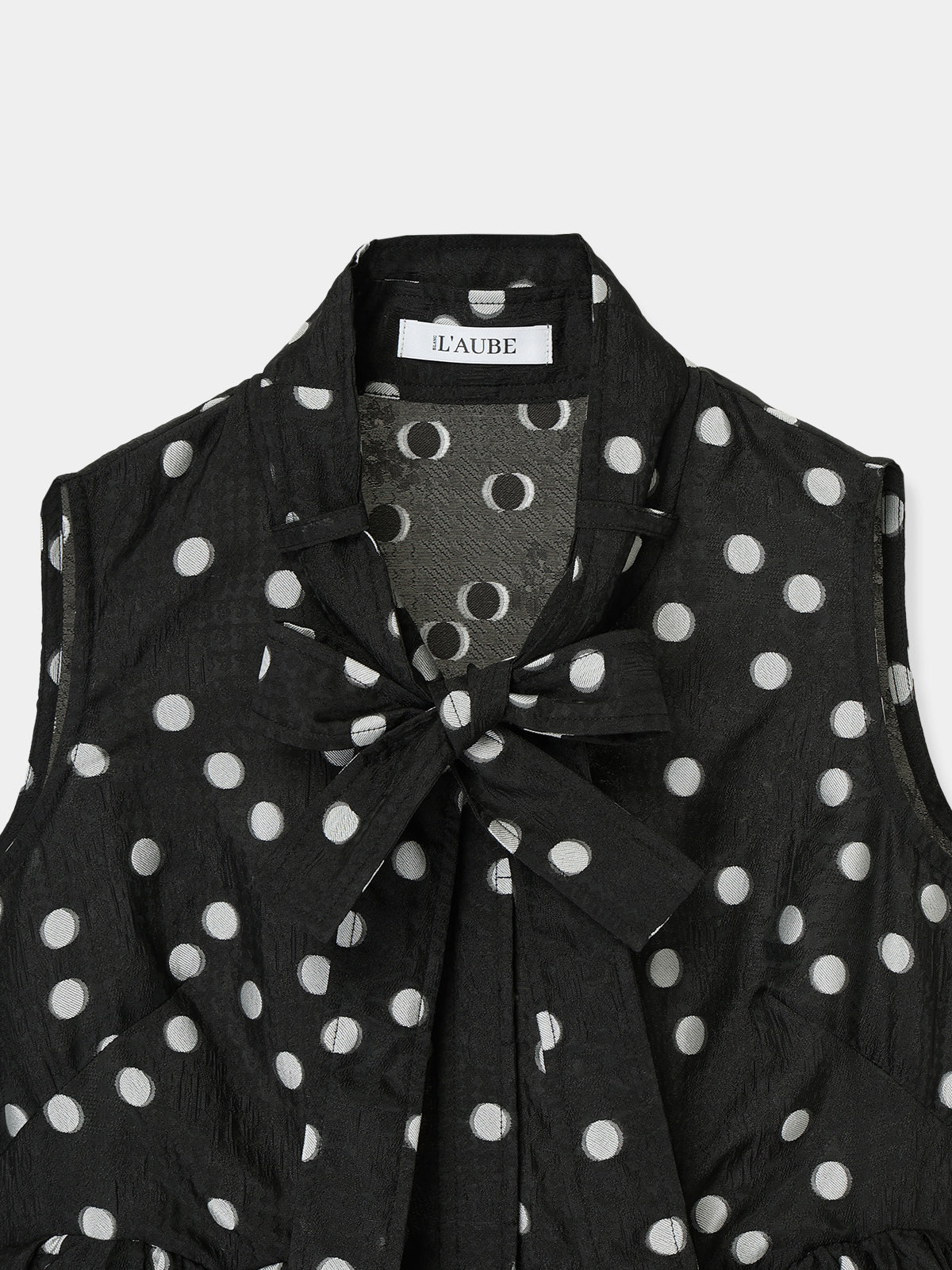 Sheer Polka Dot Ribbon Blouse