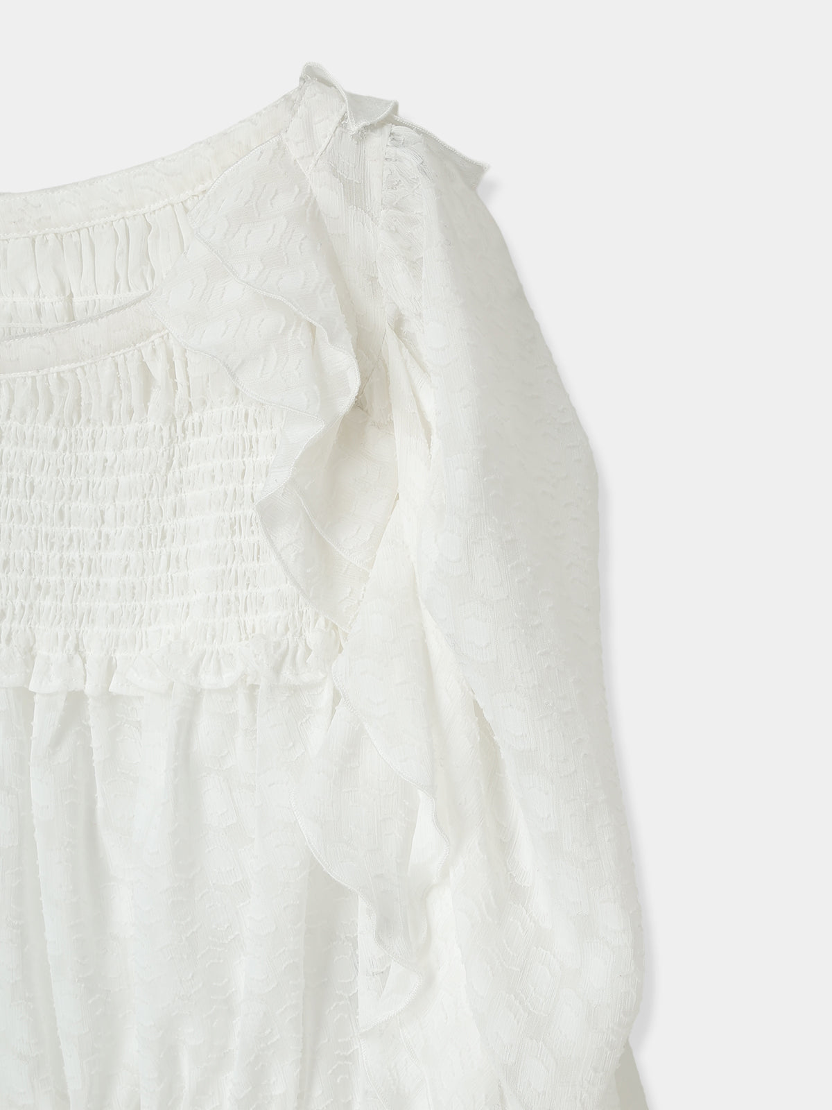Sheer Jacquard Frill Blouse