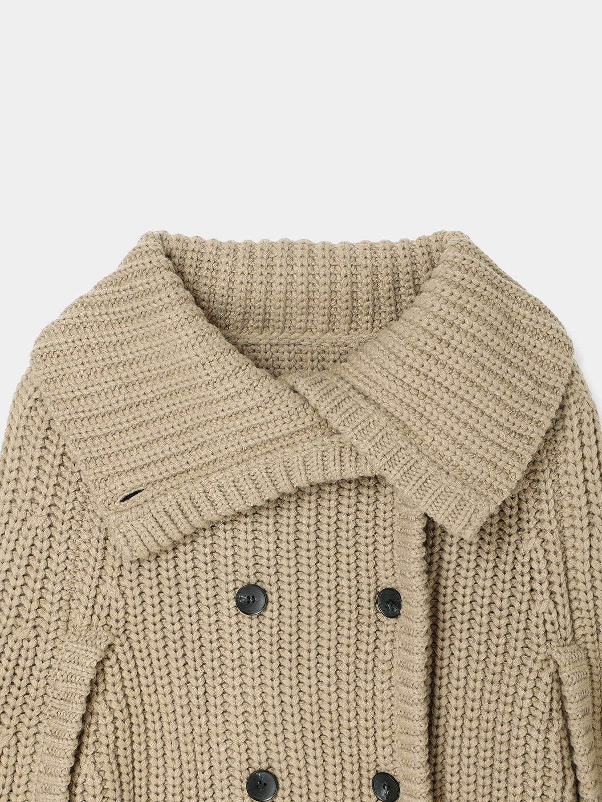Double Breasted Knit Cape Coat
