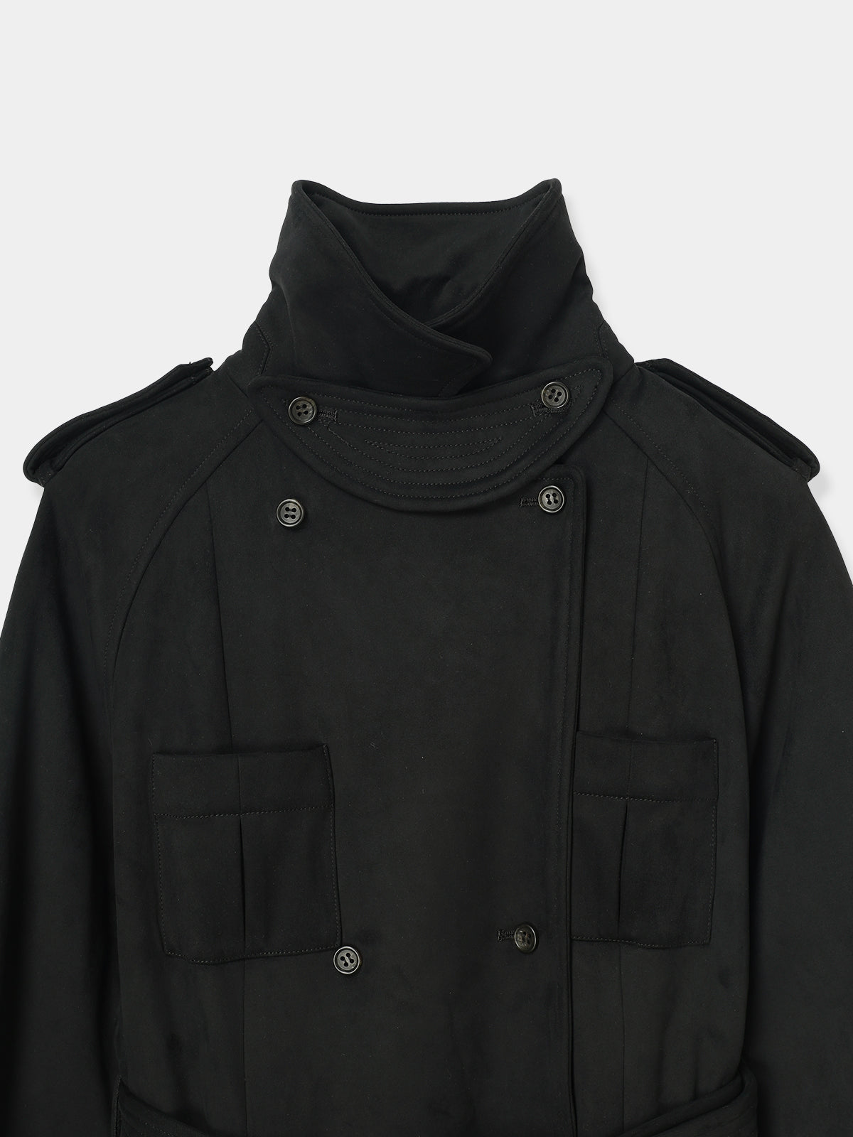 Cropped Suede Trench Coat