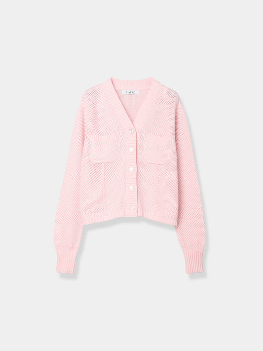 Basket Knit Cardigan / Pink