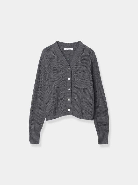 Basket Knit Cardigan / Gray