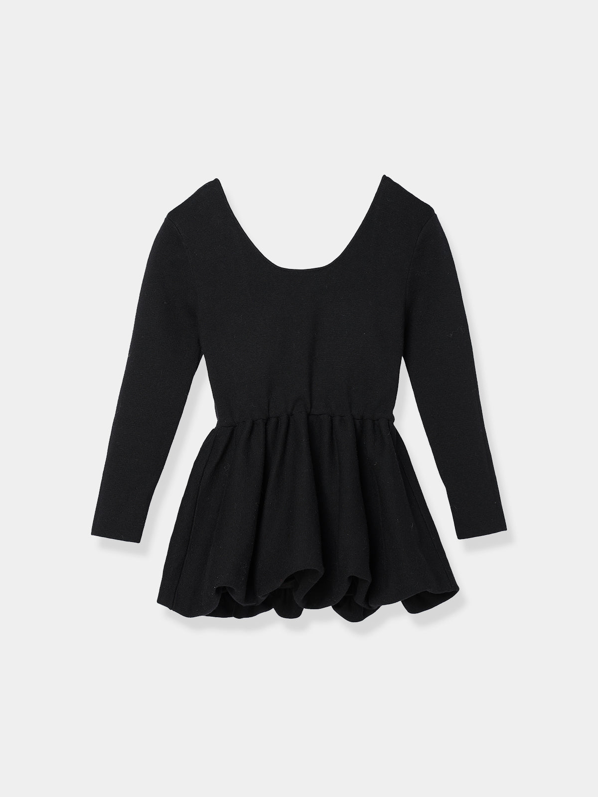 laubeblanc Balloon peplum Knit tops ブラックlou - ニット/セーター