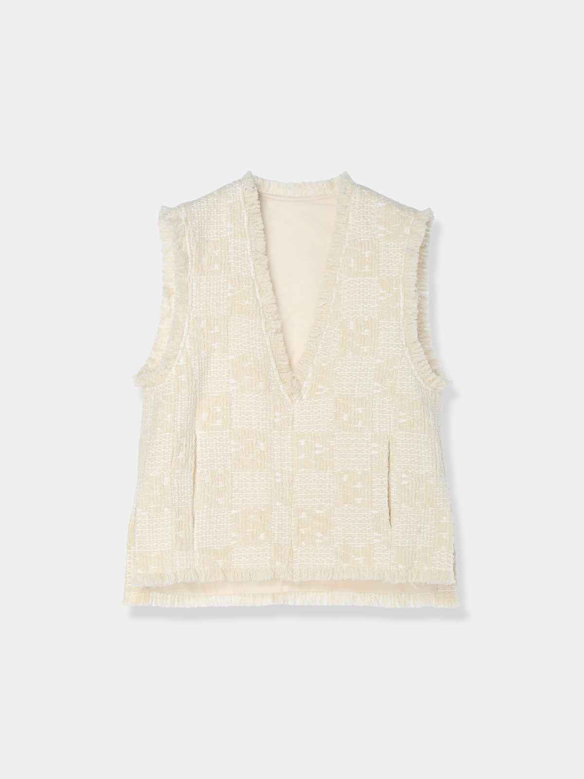 laubeblanc Fringe tweed vest White