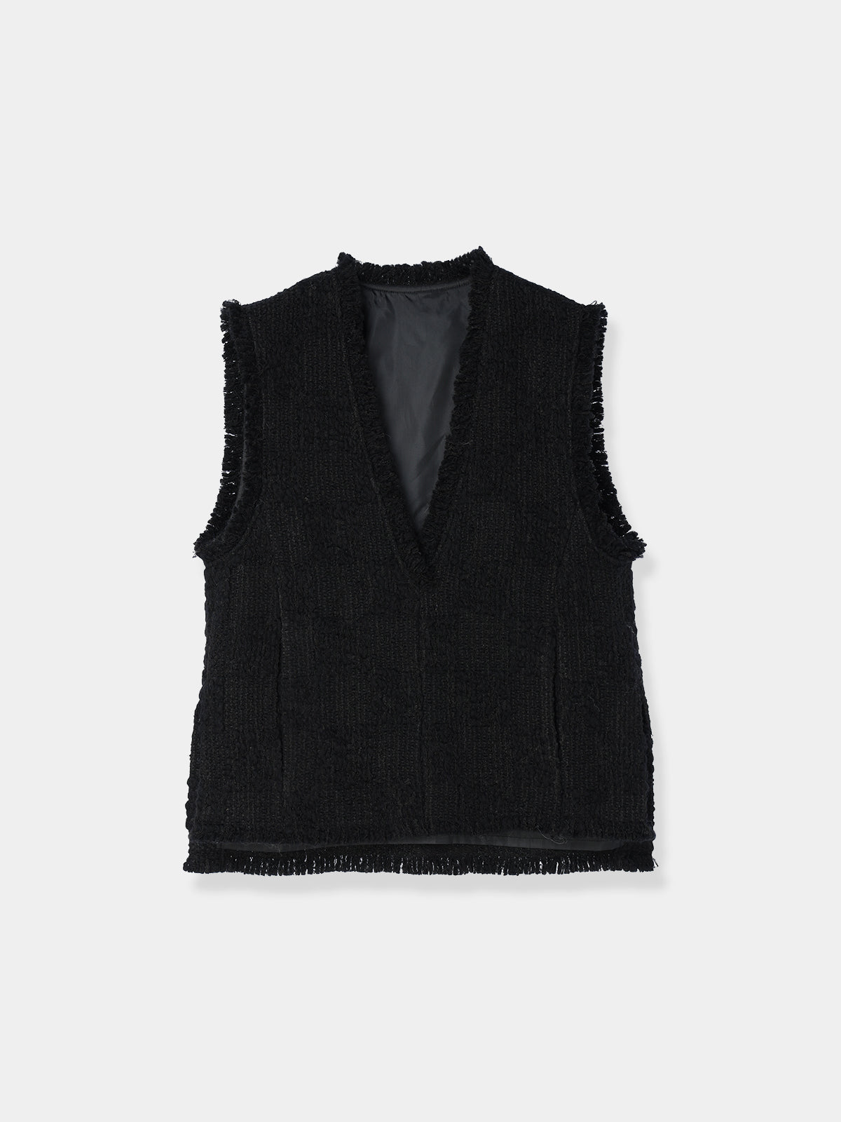 Fringe tweed vest Free/Black ローブブラン セール 激安オンライン ...