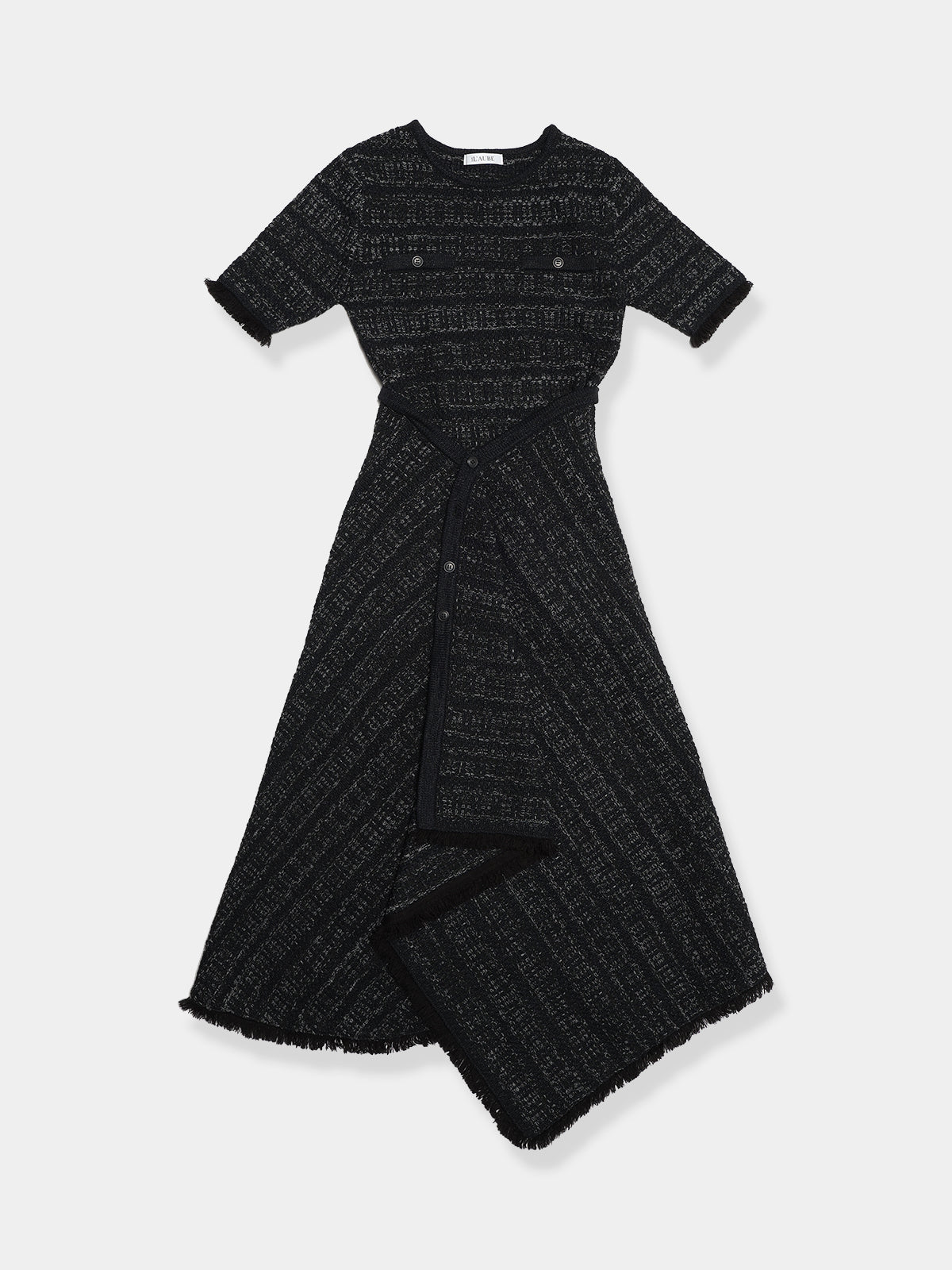 Laubeblanc Tweed knit Wrap dress ブラック