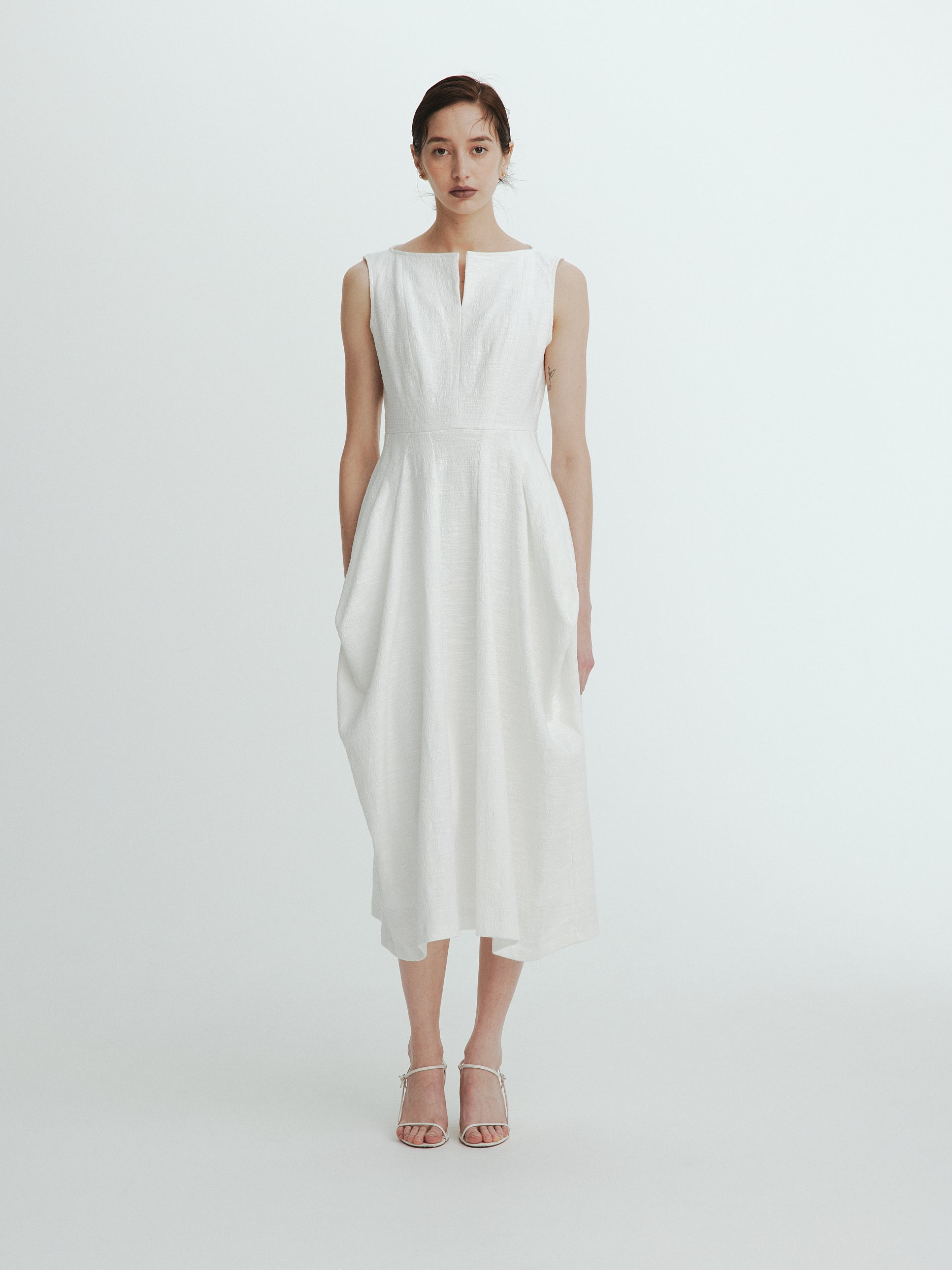 結婚式ドレスlaube blanc Slab tweed Cocoon Dress Sサイズ
