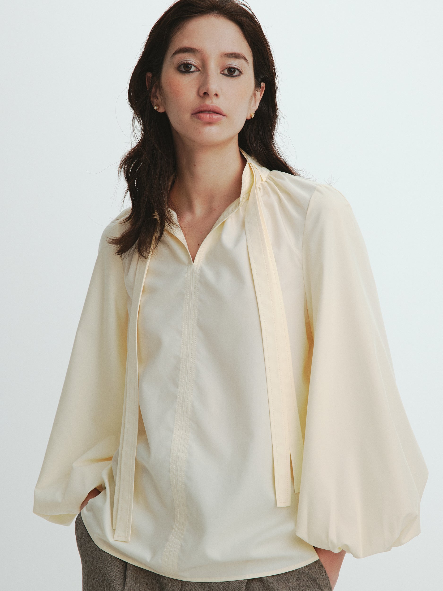 【L'AUBE BLANC 】Double tie Blouse