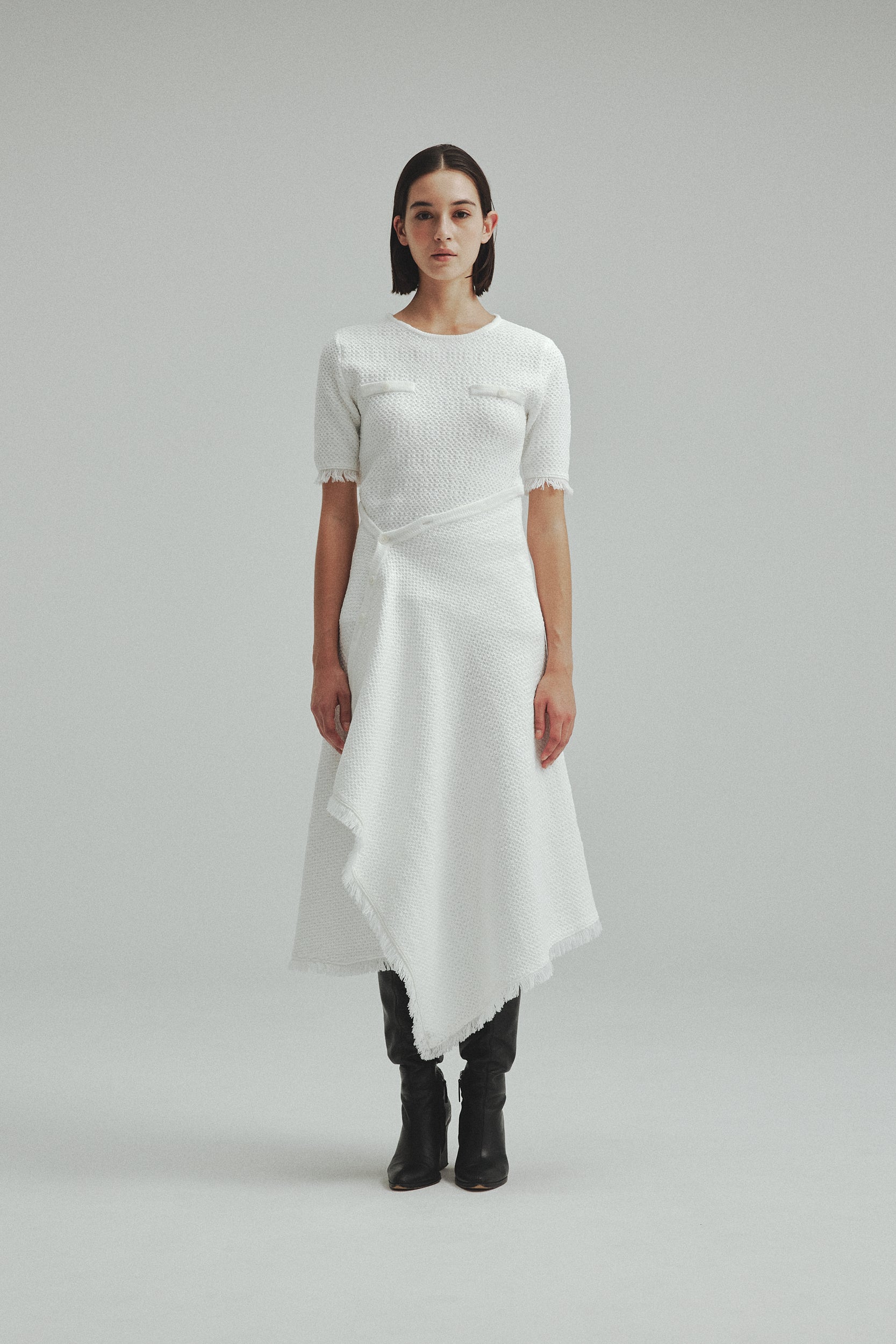 Tweed knit Wrap dresslaubeblanc