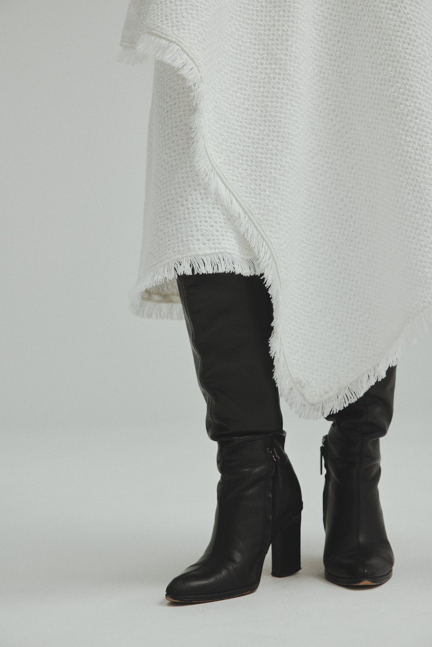 商品説明L'AUBE BLANC Tweed knit Wrap dress black