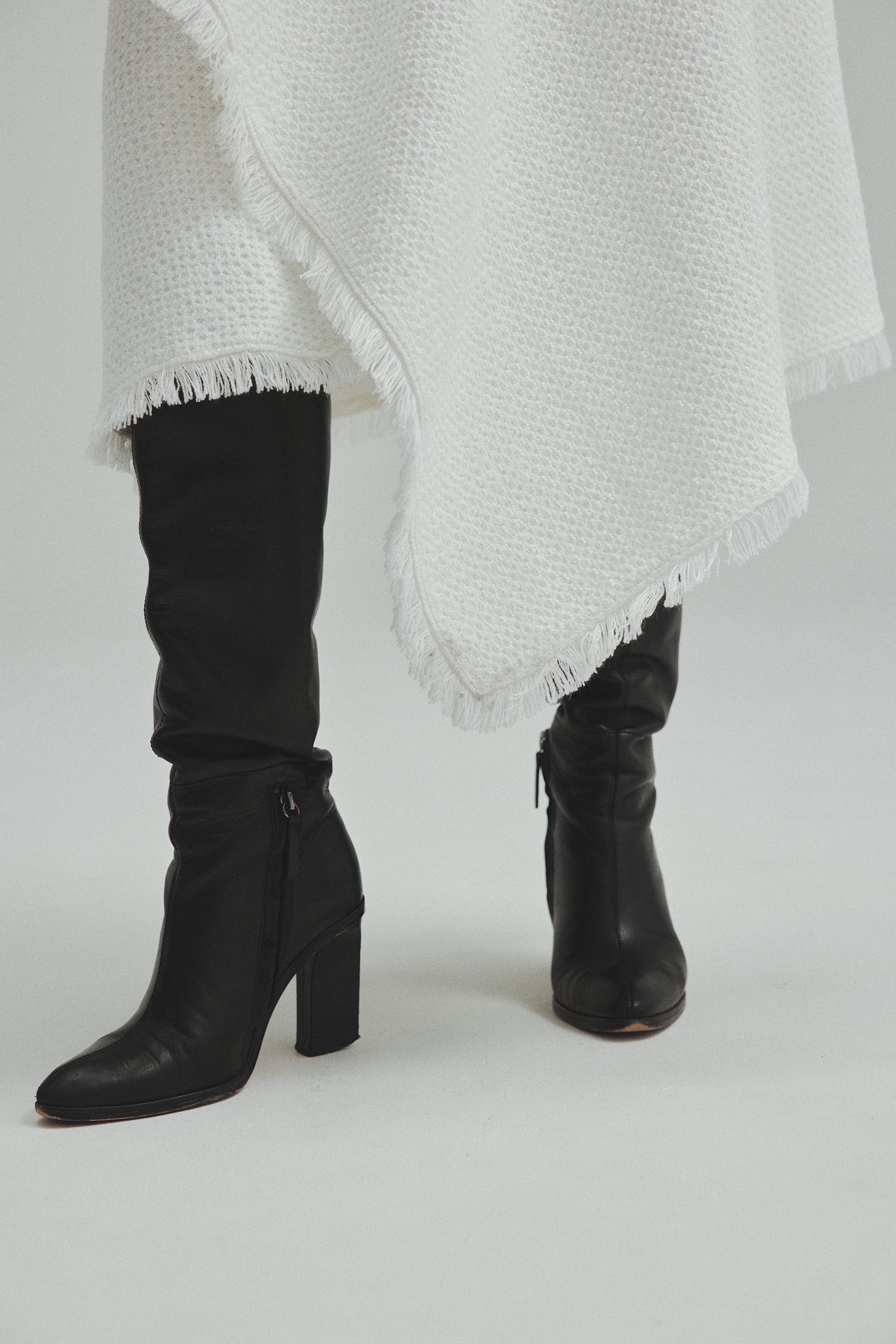 商品説明L'AUBE BLANC Tweed knit Wrap dress black