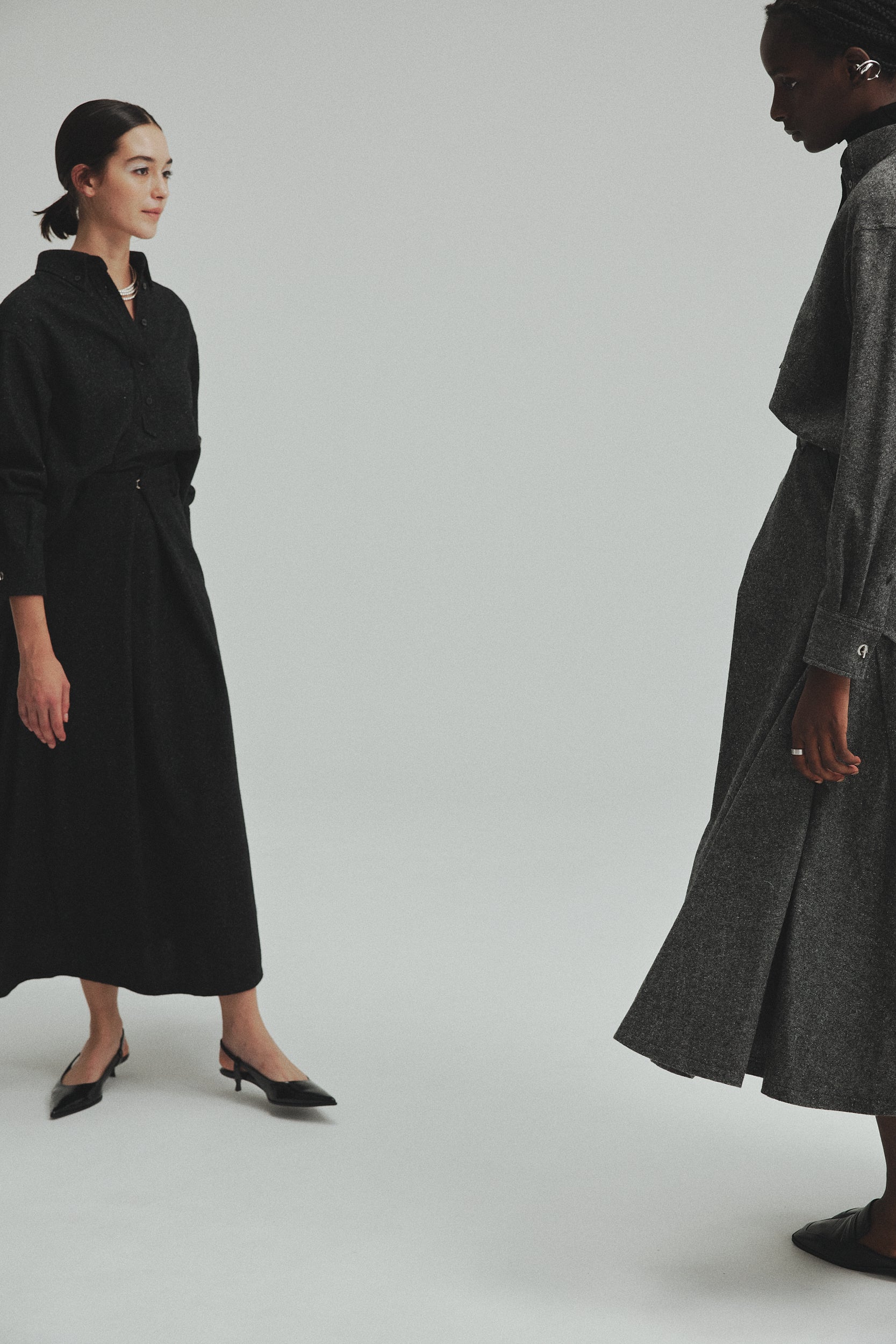 Front tuck Tweed skirt