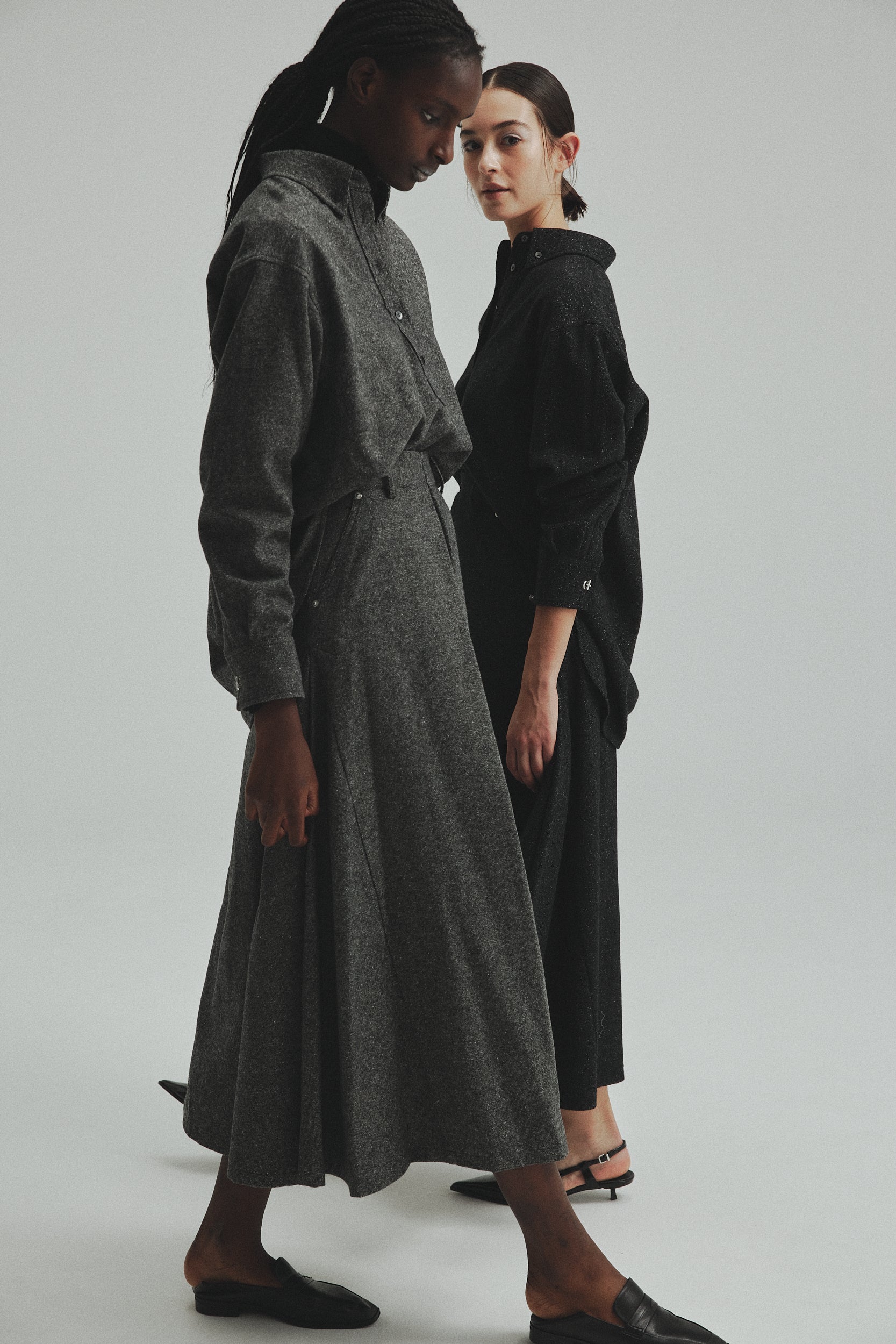 Front tuck Tweed skirt