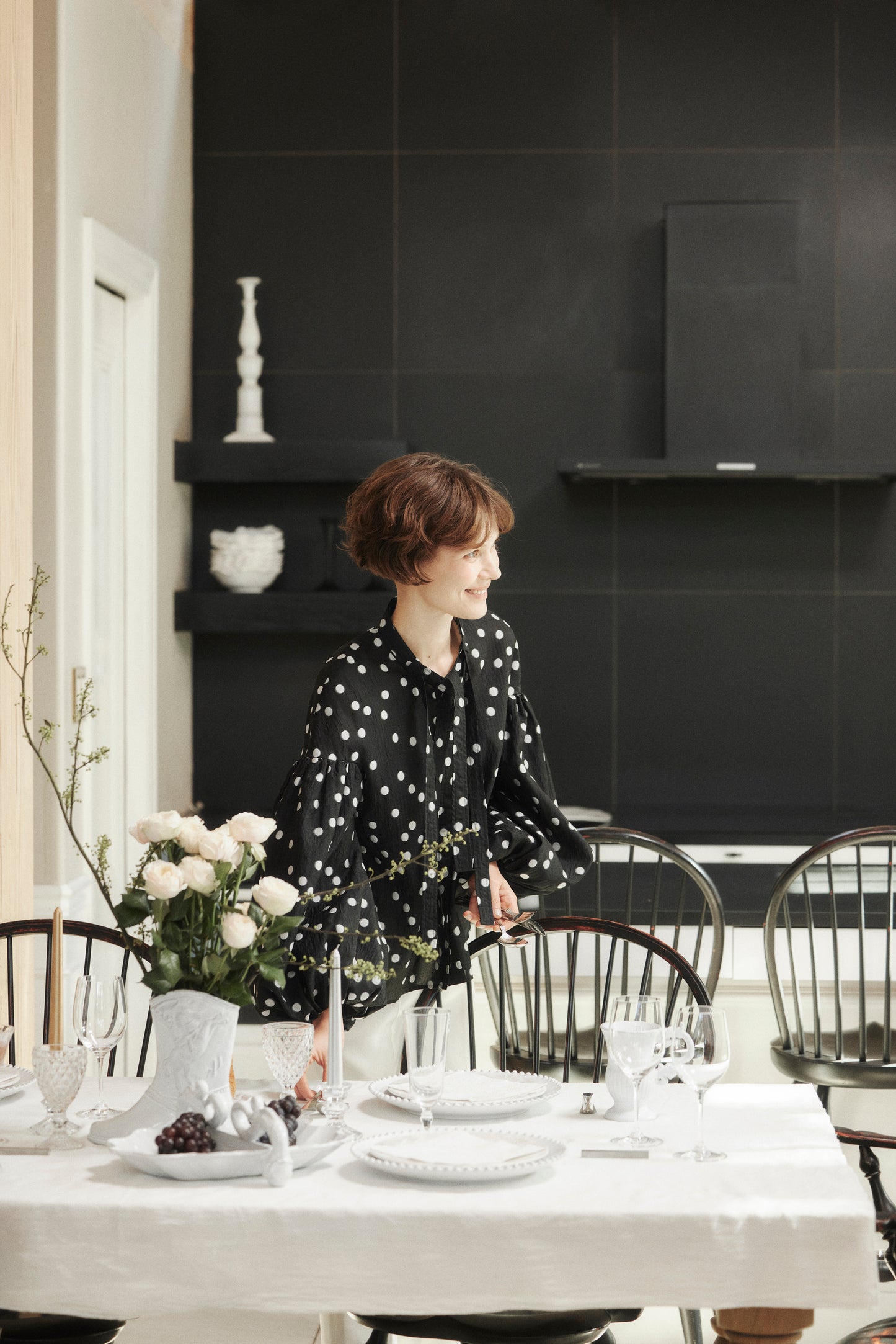 Sheer Polka Dot Ribbon Blouse