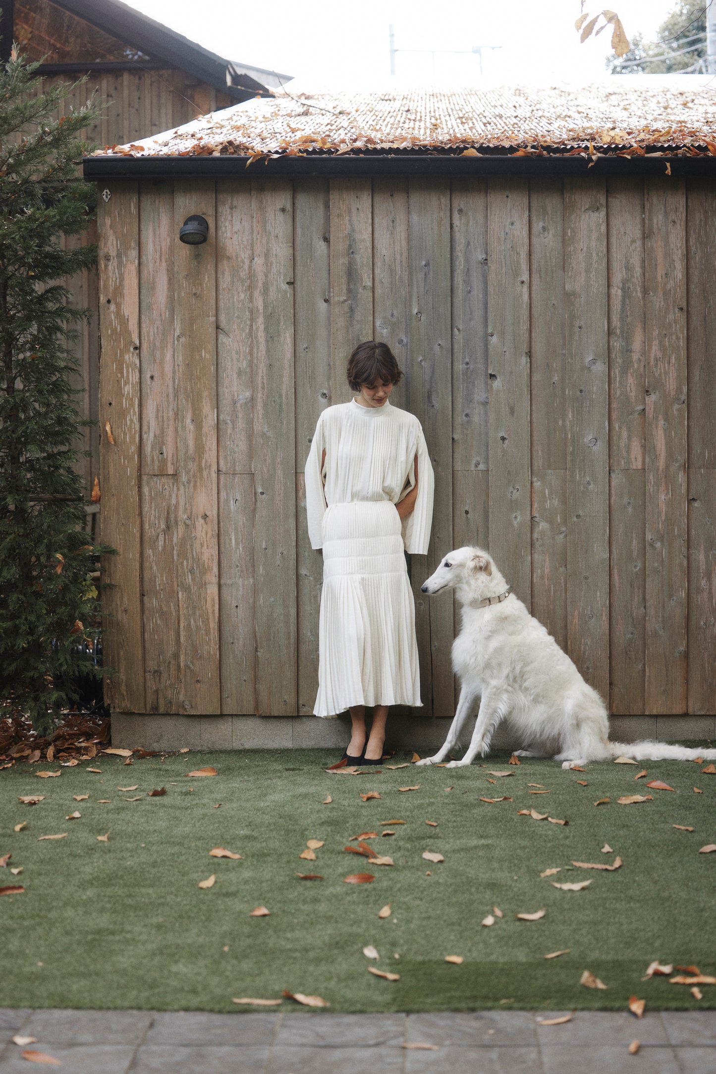 Powder Satin Pleats Tiered Skirt