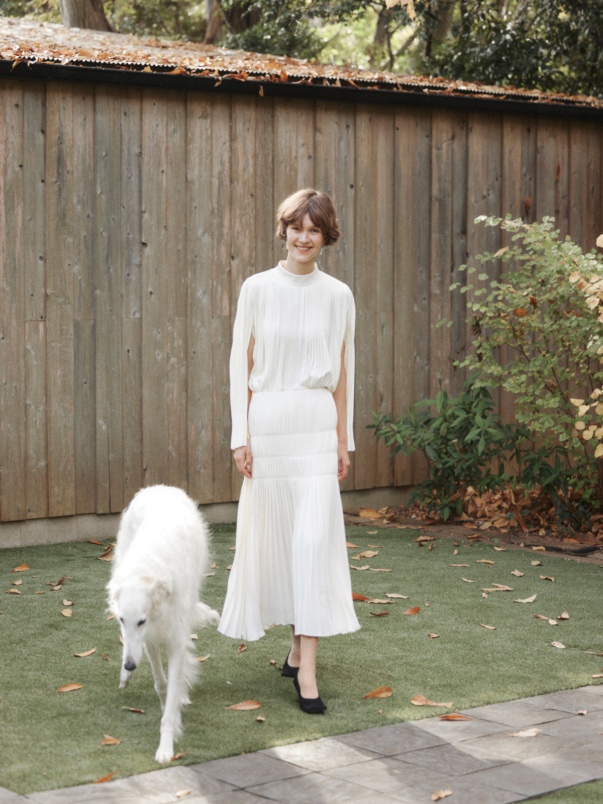 Powder Satin Pleats Tiered Skirt