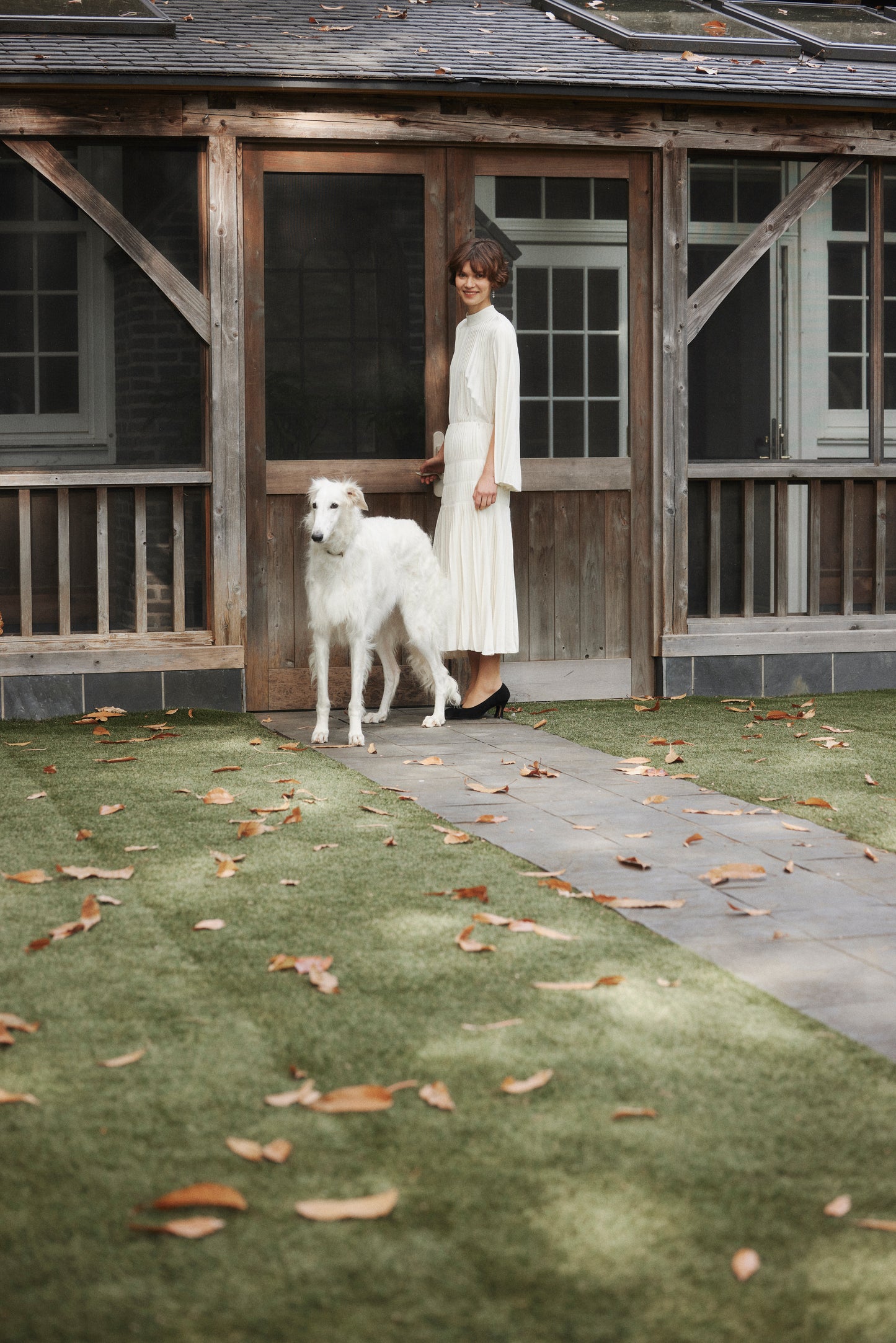 Powder Satin Pleats Cape Blouse