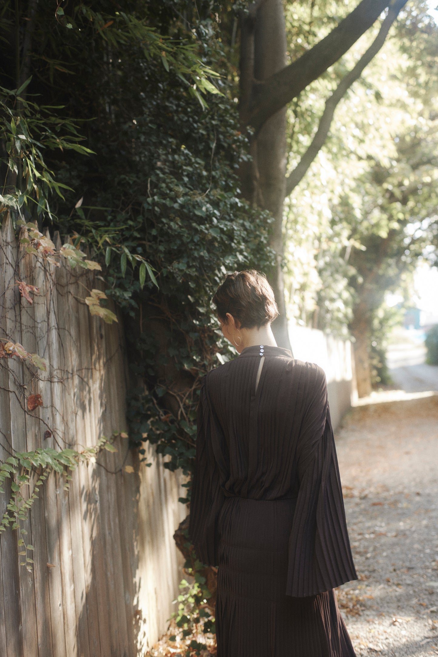 Powder Satin Pleats Cape Blouse