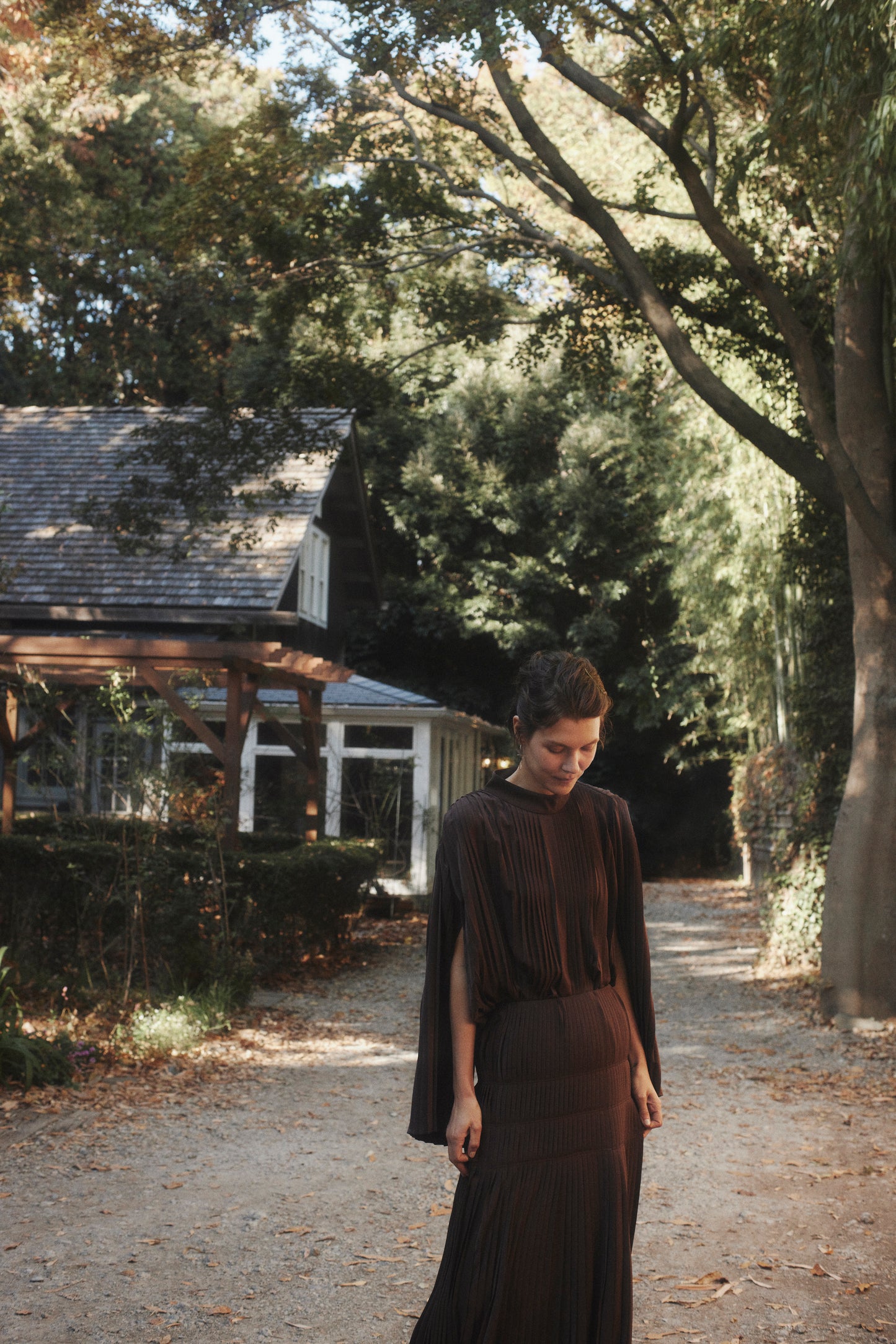 Powder Satin Pleats Tiered Skirt