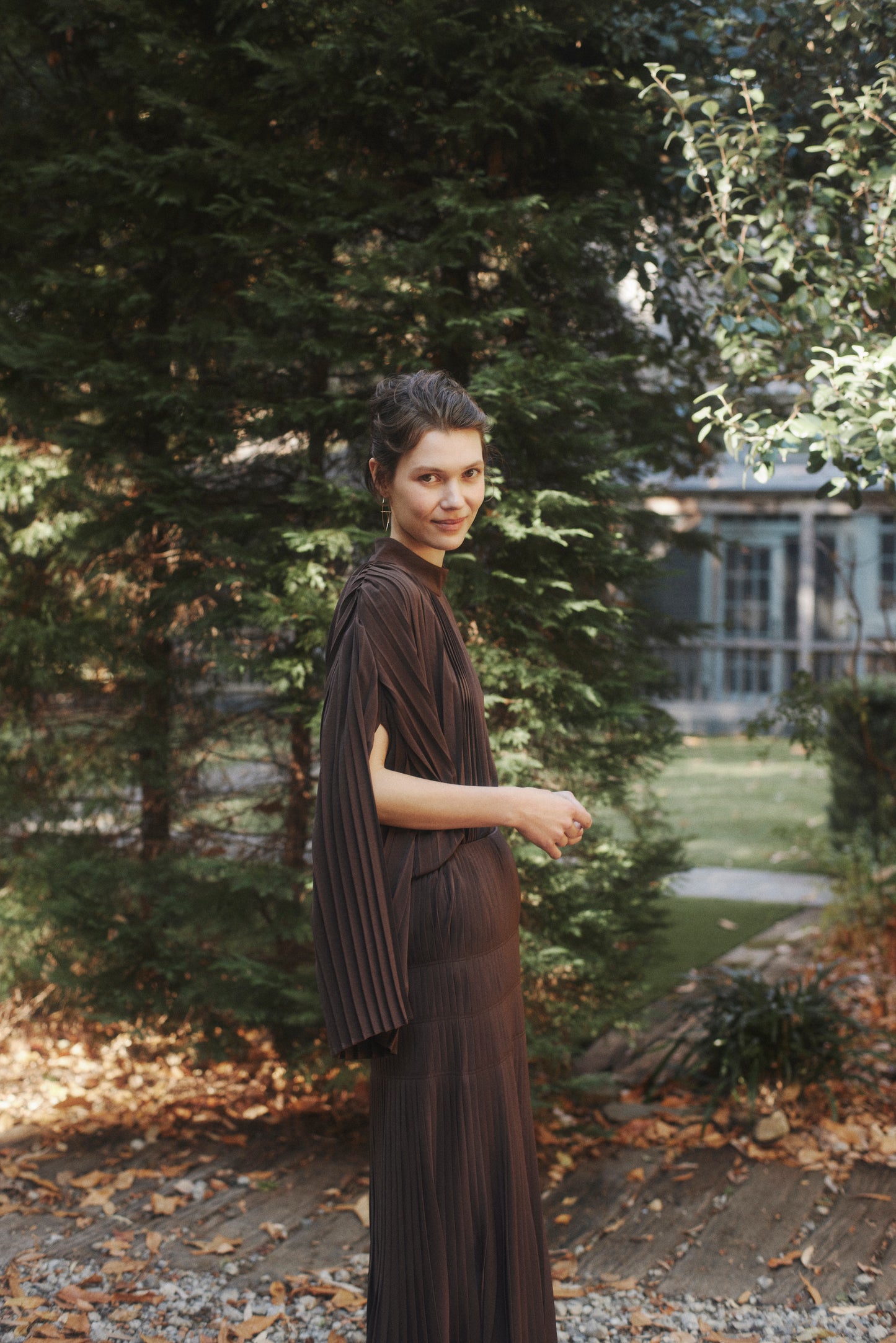 Powder Satin Pleats Tiered Skirt