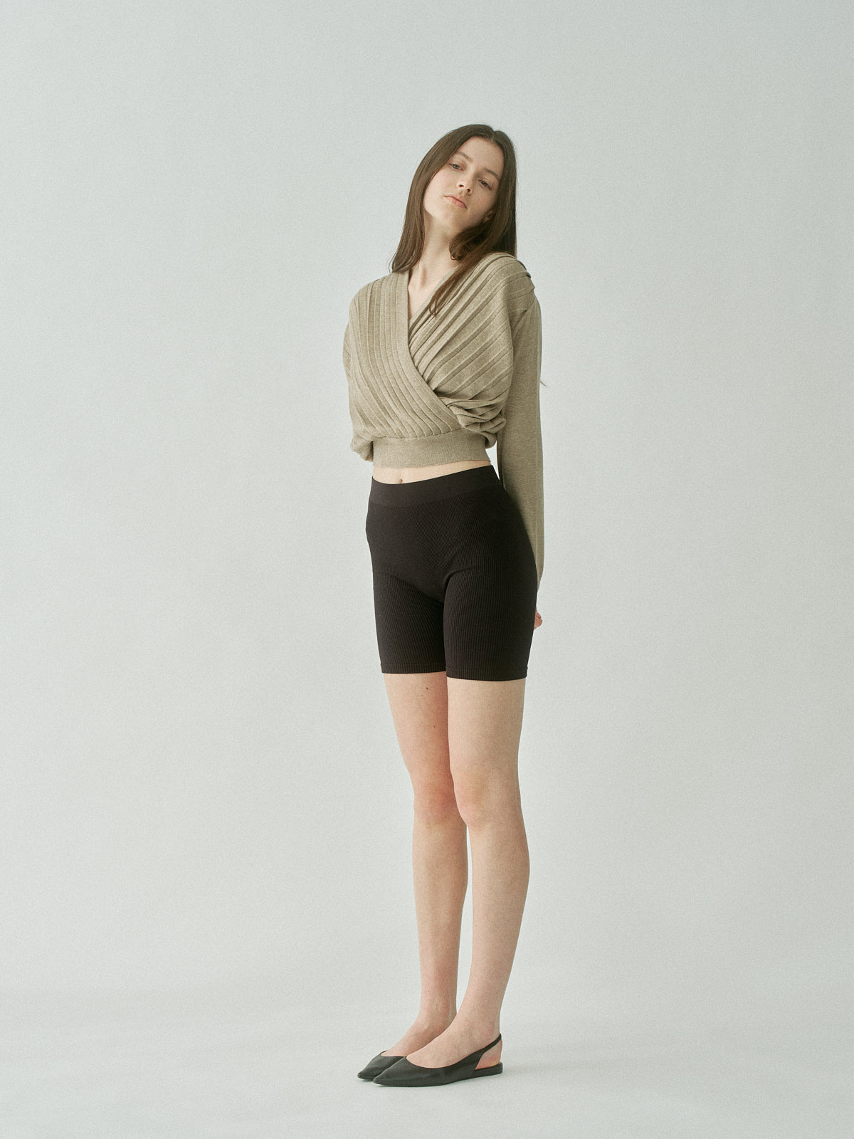 Pleats Cache-coeur Knit Tops