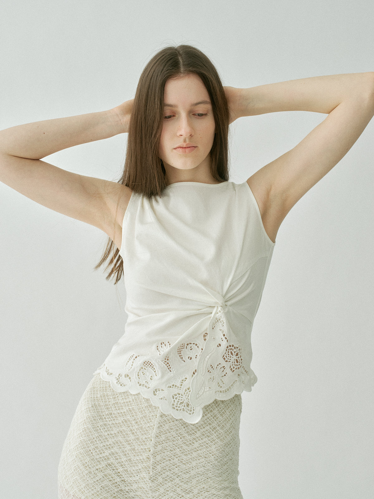 Orchid Cutwork Twist Top