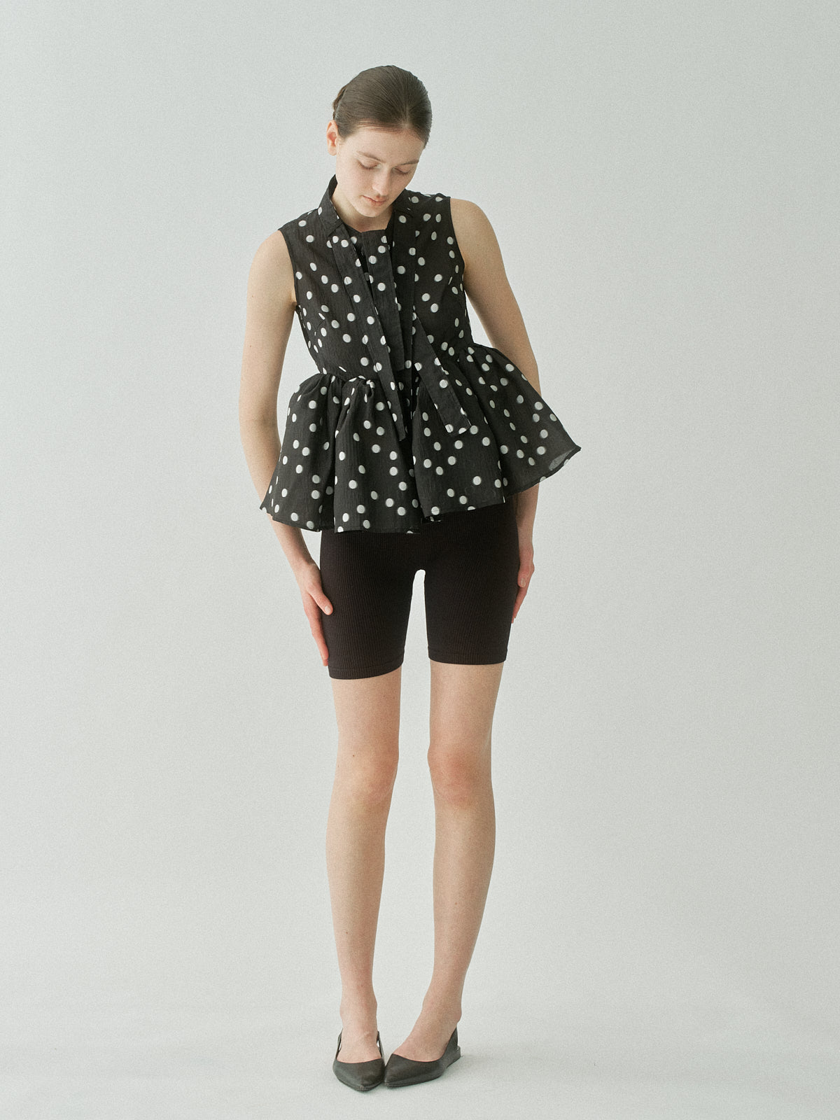Sheer Polka Dot Ribbon Blouse