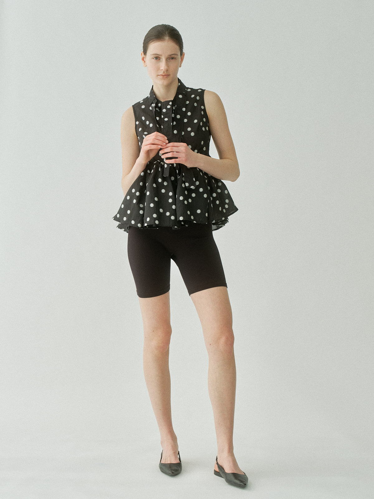 Sheer Polka Dot Ribbon Blouse