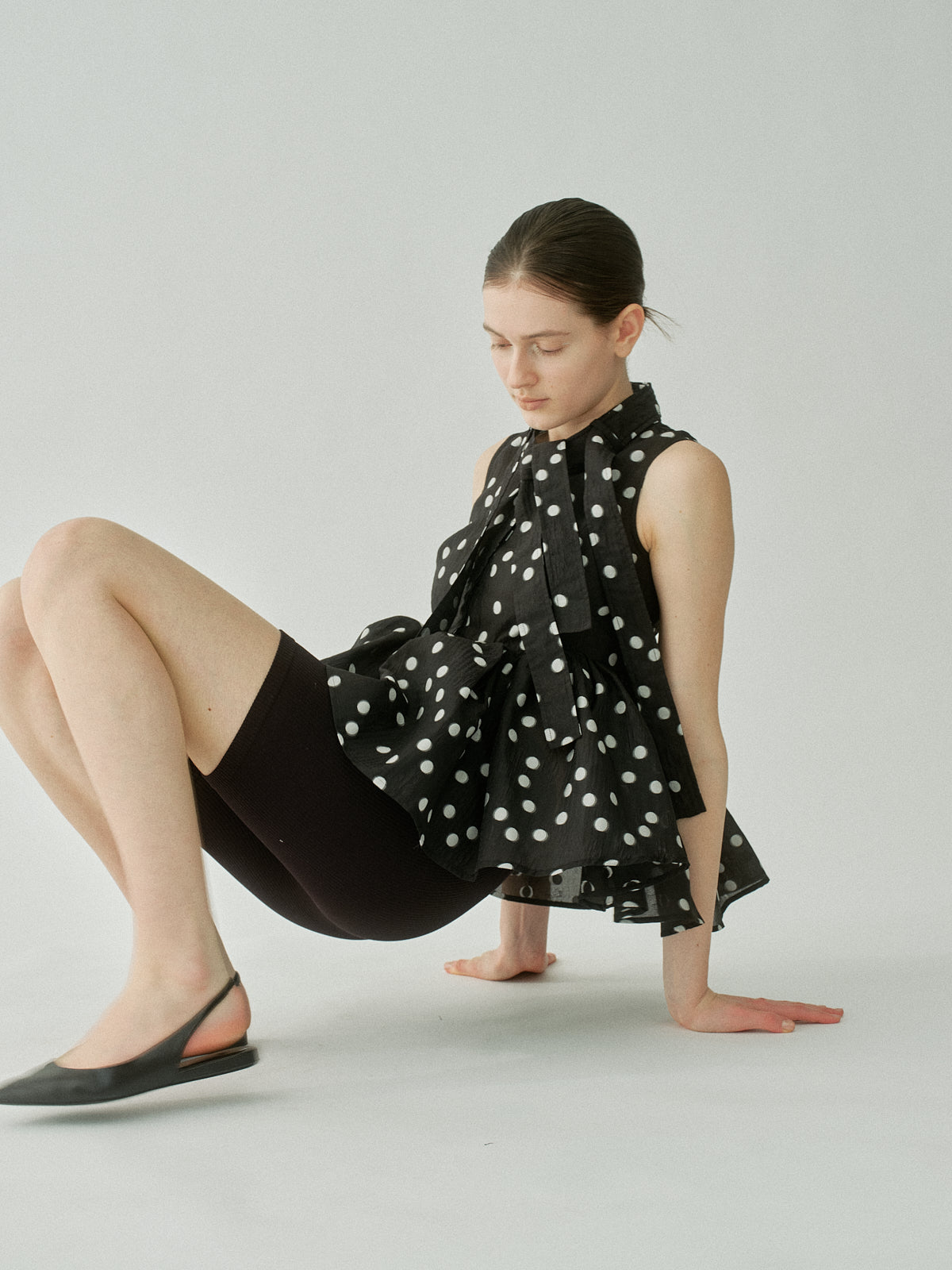 Sheer Polka Dot Ribbon Blouse