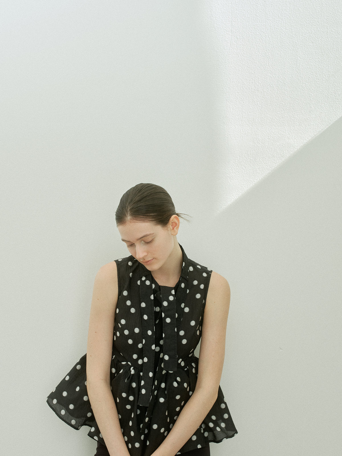 Sheer Polka Dot Ribbon Blouse