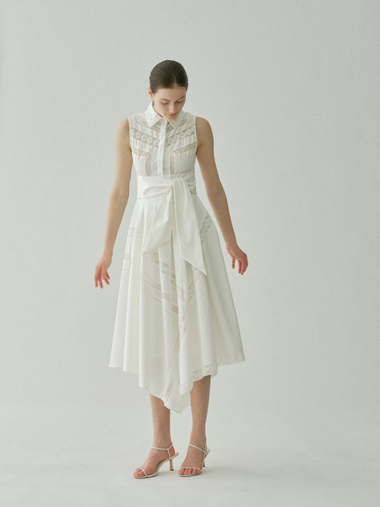 Asymmetric Lace Panel Dress