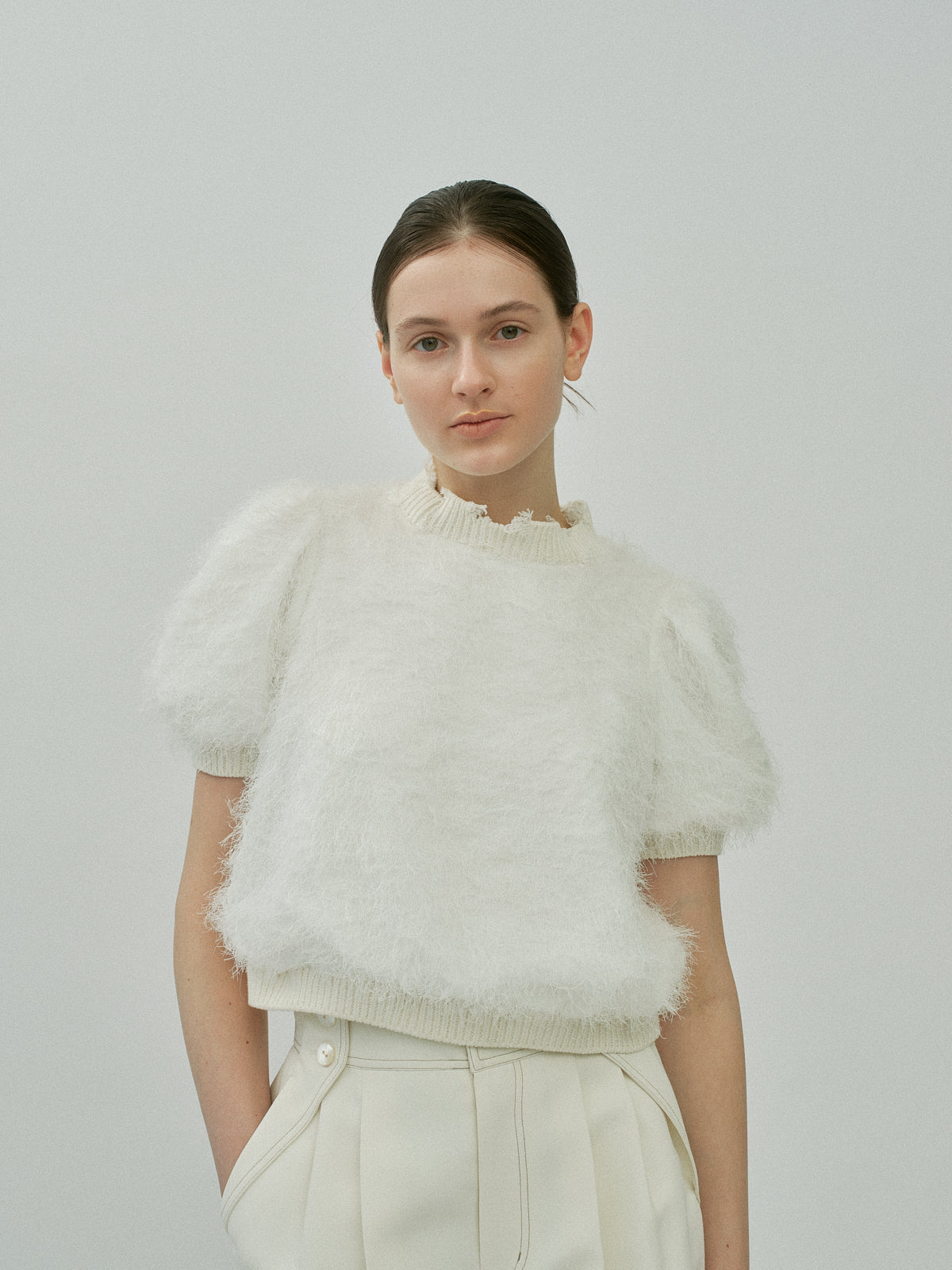 Feather Fringe Puff Top