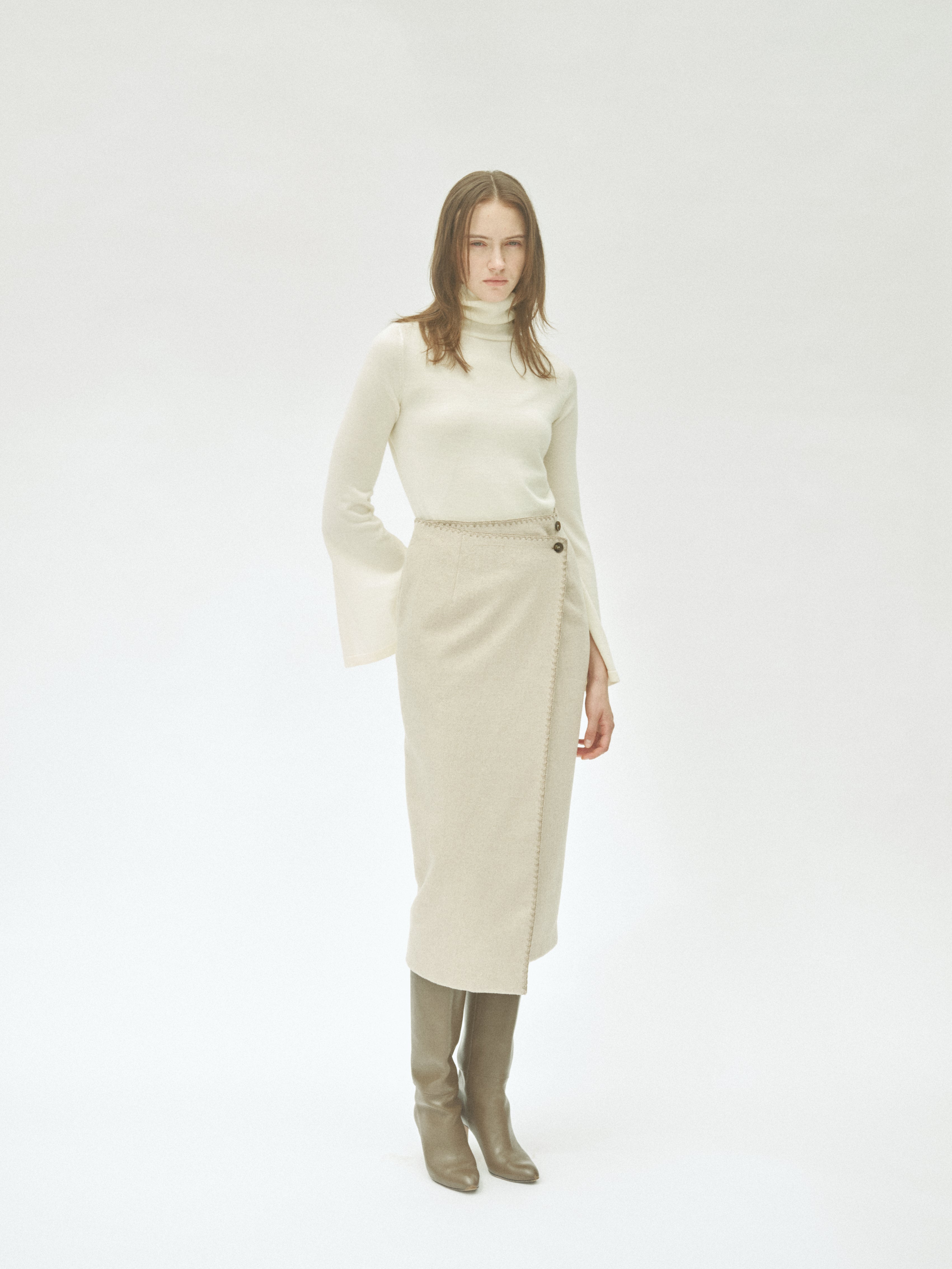 Asymmetric Wool Wrap Skirt