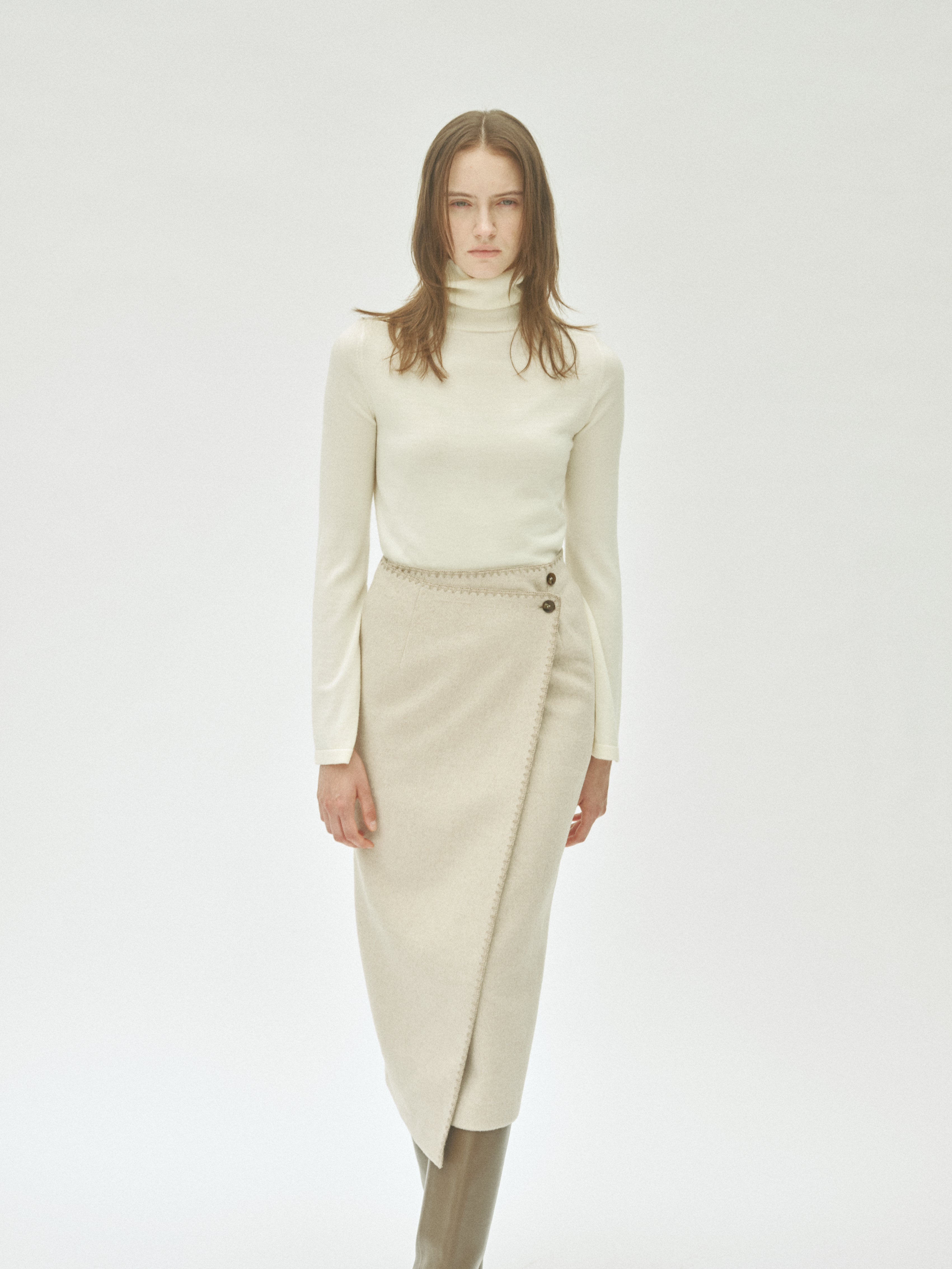 Asymmetric Wool Wrap Skirt