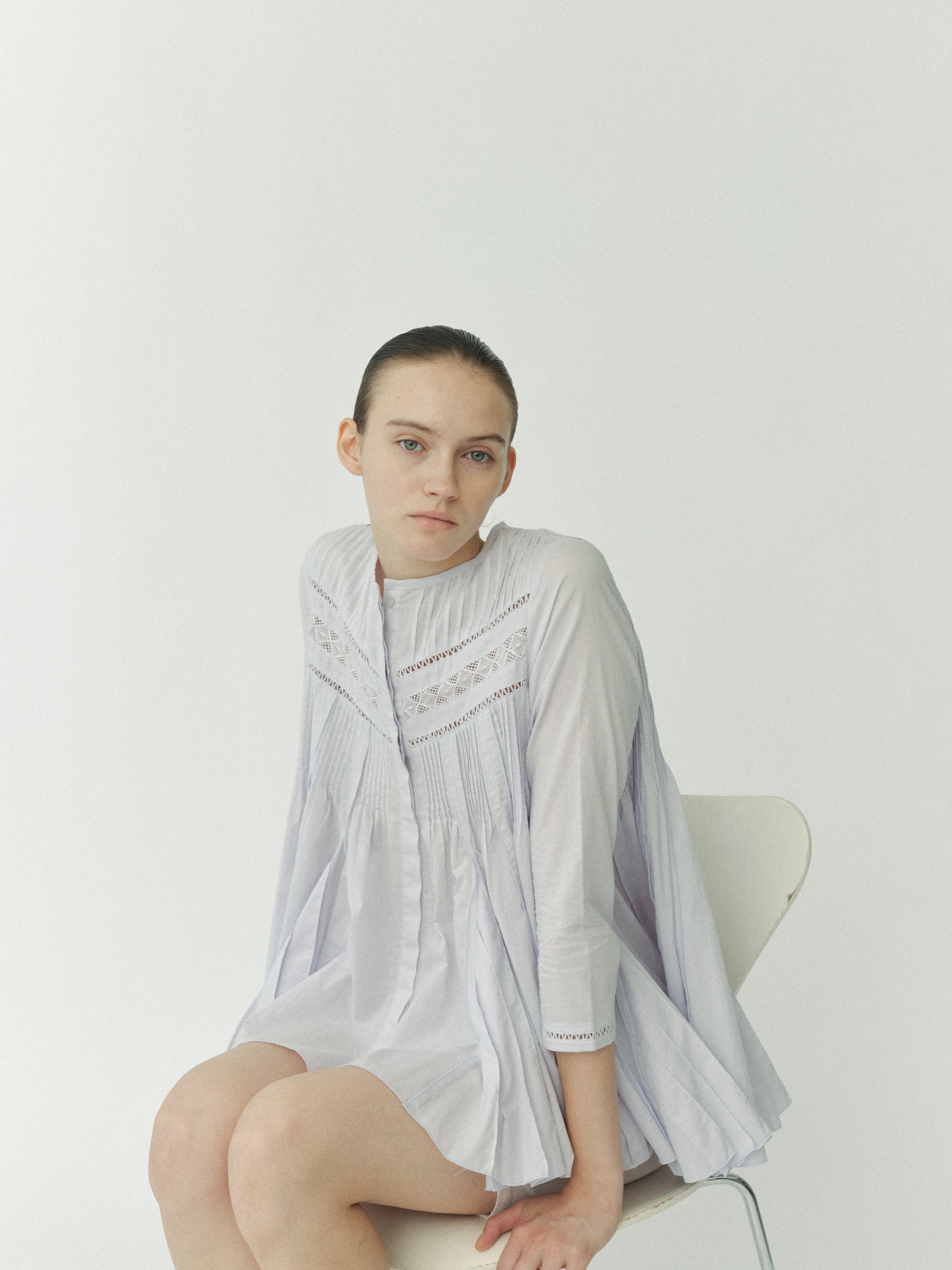 Lace Pintuck Flare Blouse