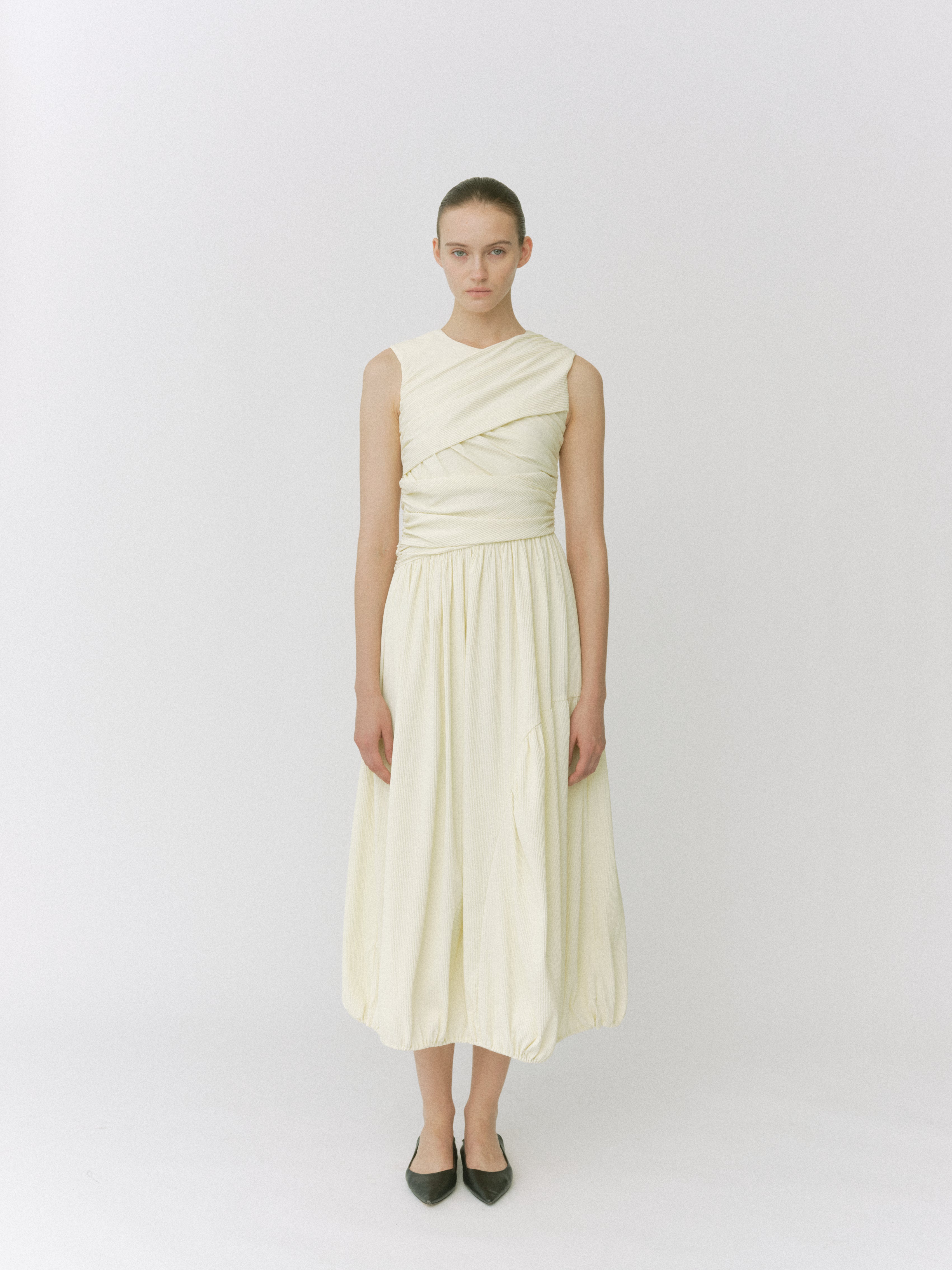 【POPUP】Layered Drape Balloon Dress