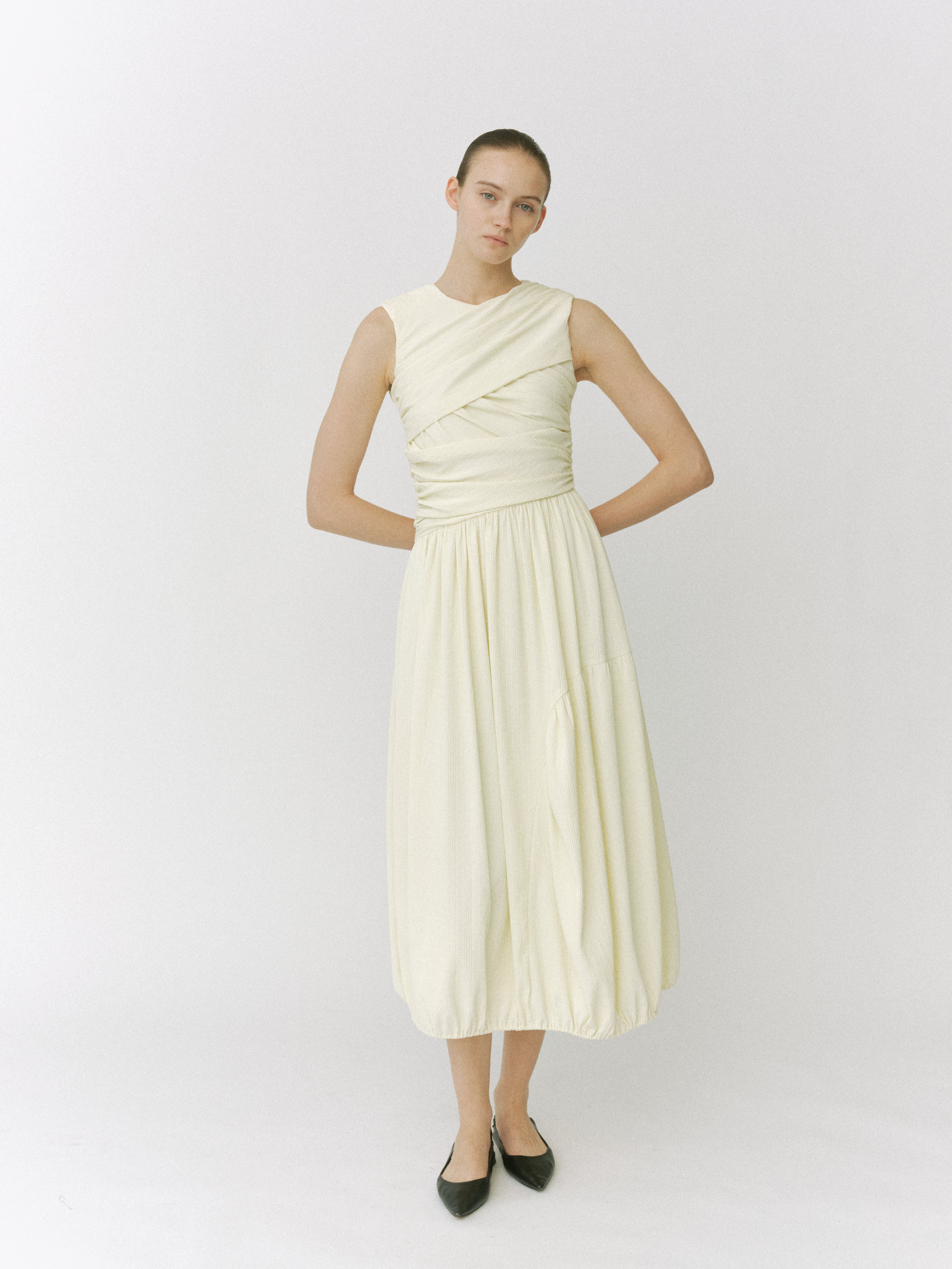 【POPUP】Layered Drape Balloon Dress
