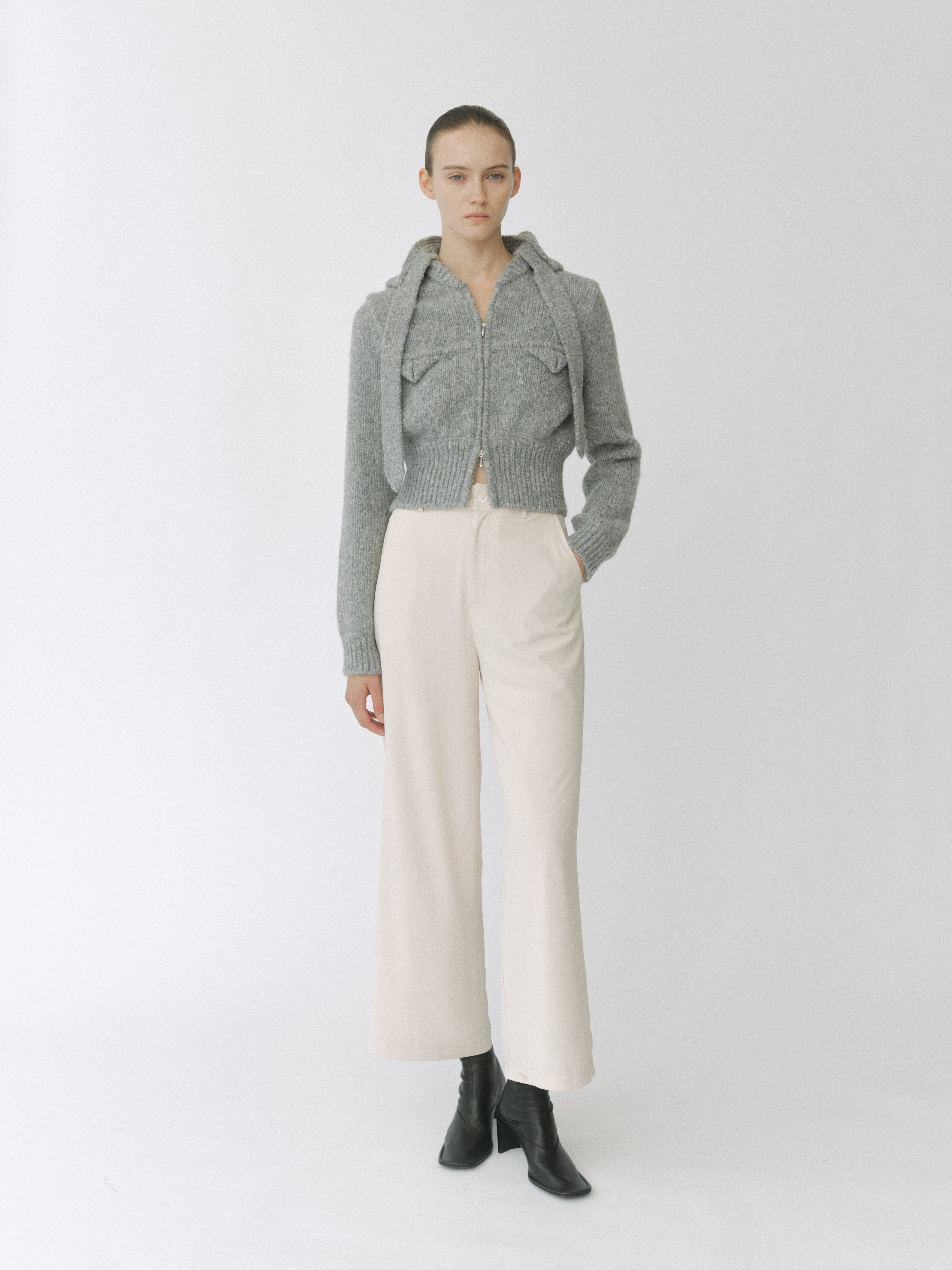 Detachable Hood Knit Blouson