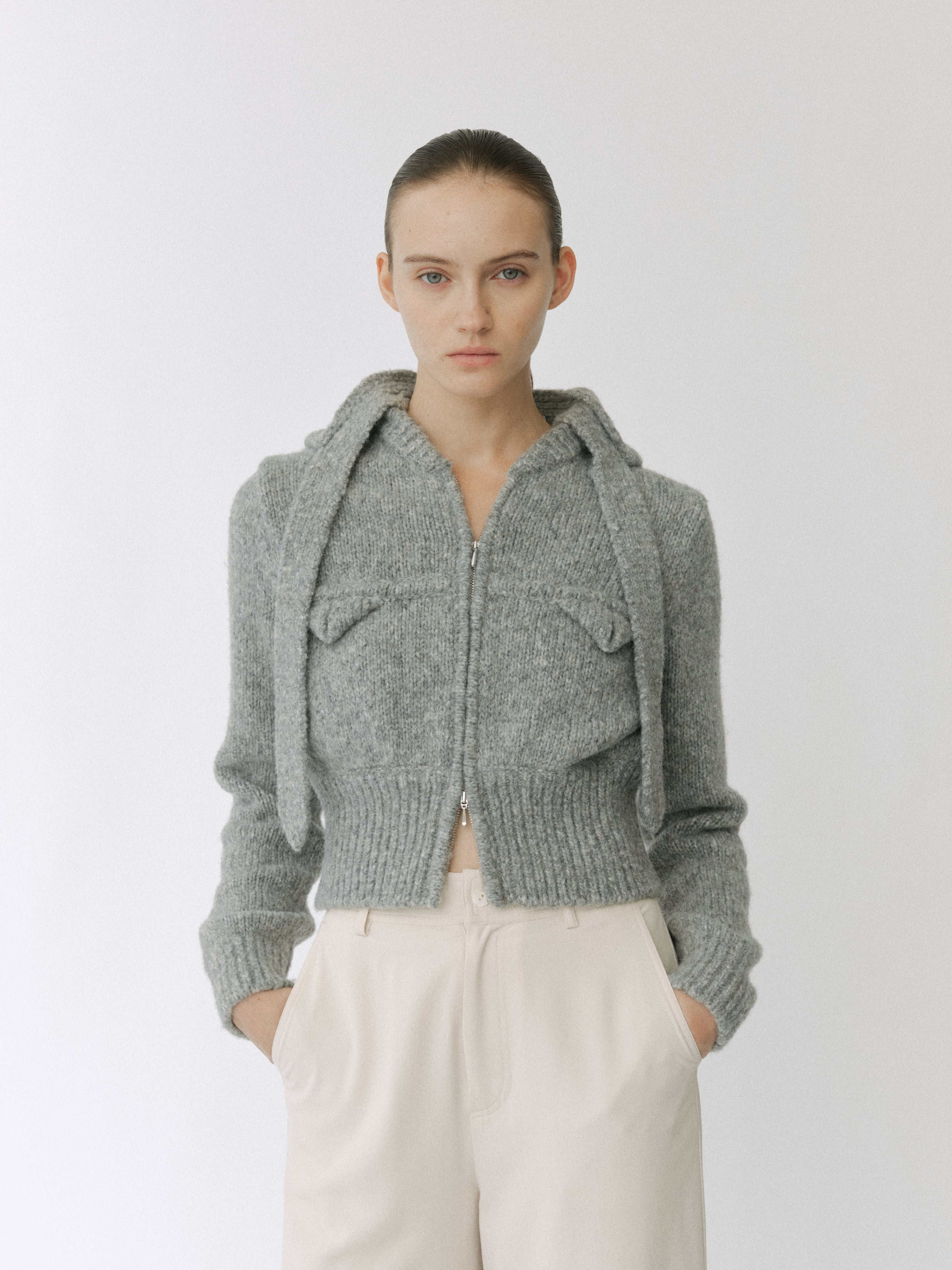 Detachable Hood Knit Blouson