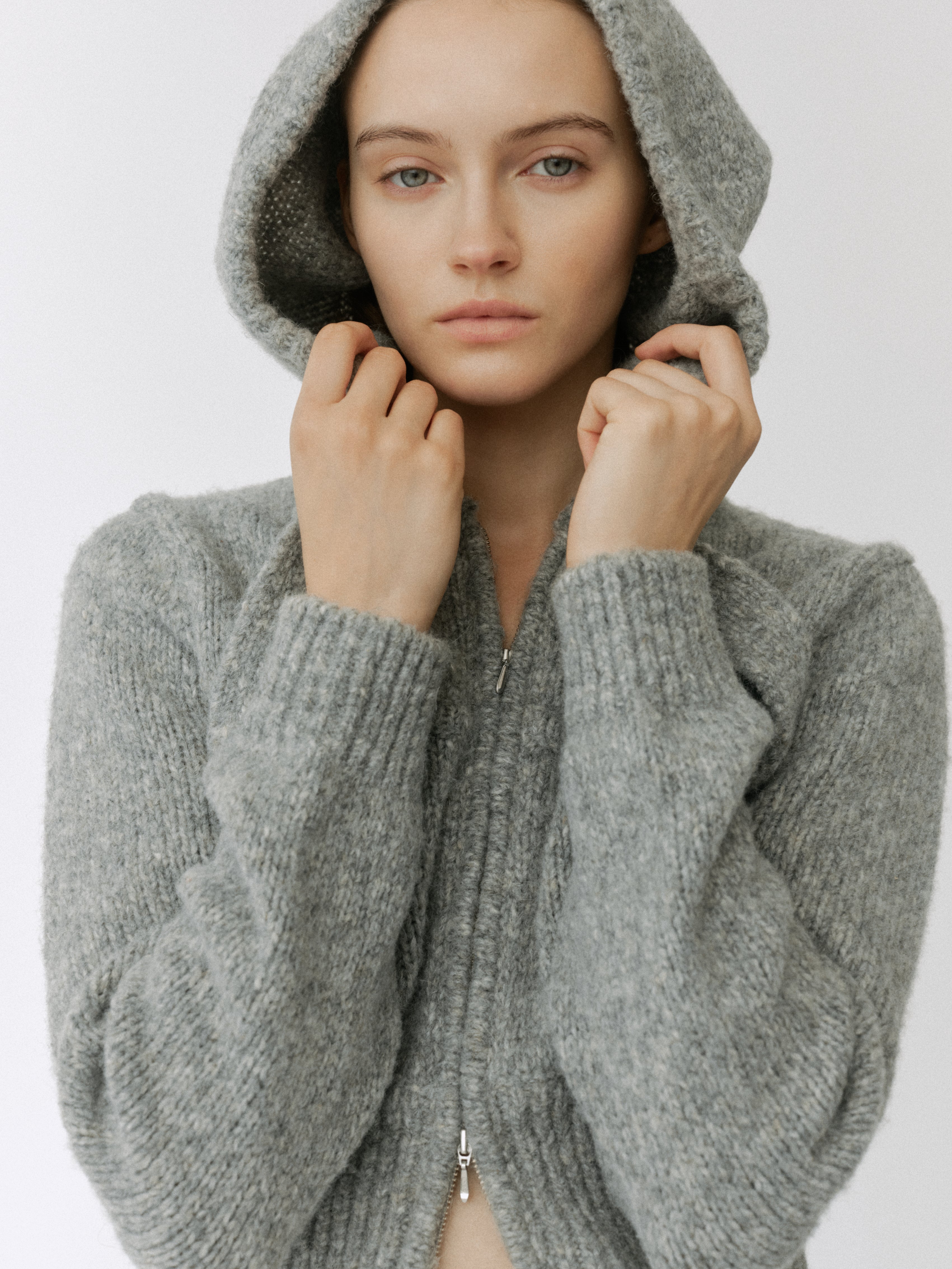 Detachable Hood Knit Blouson